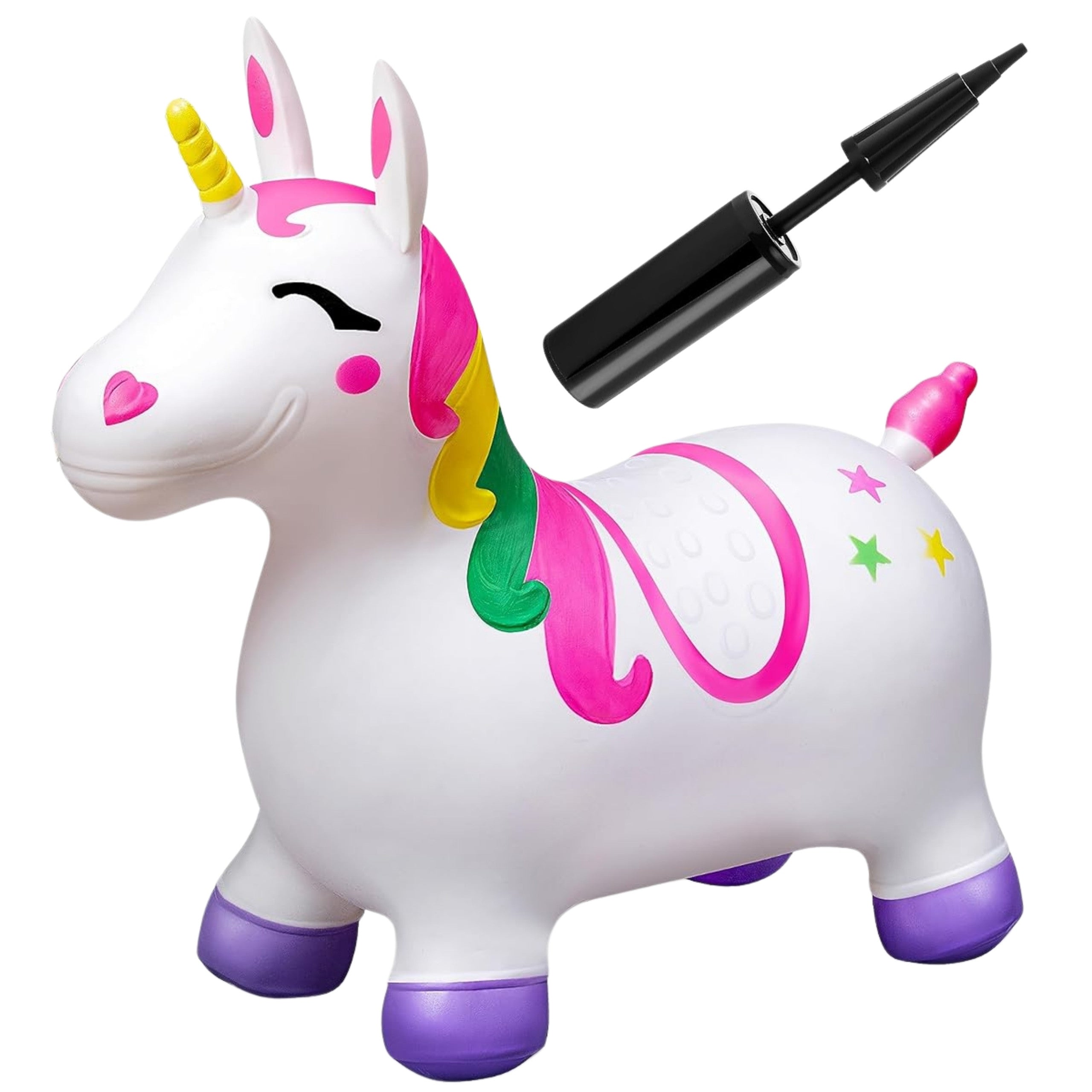 Woopie gummibygel för hoppning Unicorn White + Pump