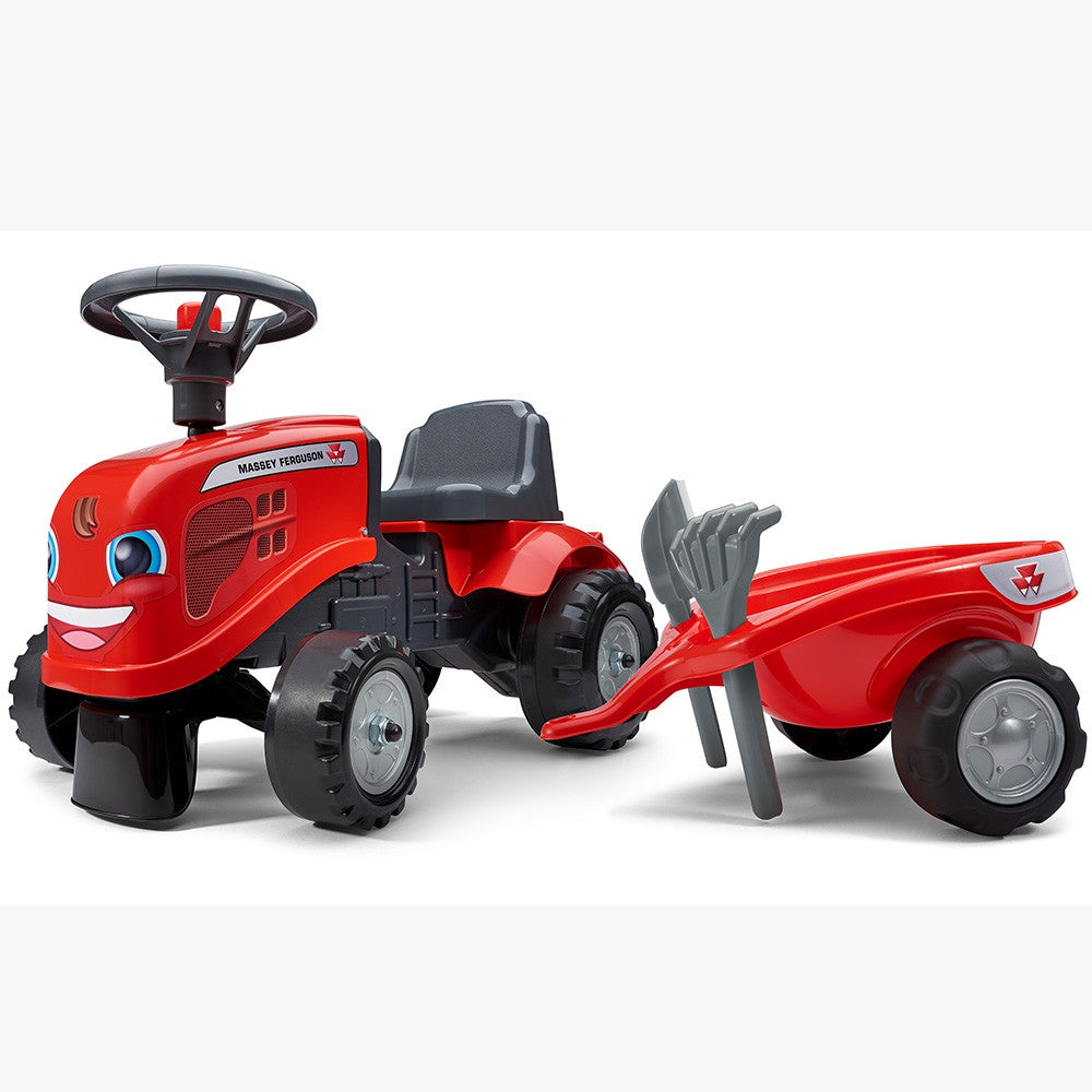 Falk Baby Massey Ferguson Red Tractor With Trailer + Accessories. From 1 Year