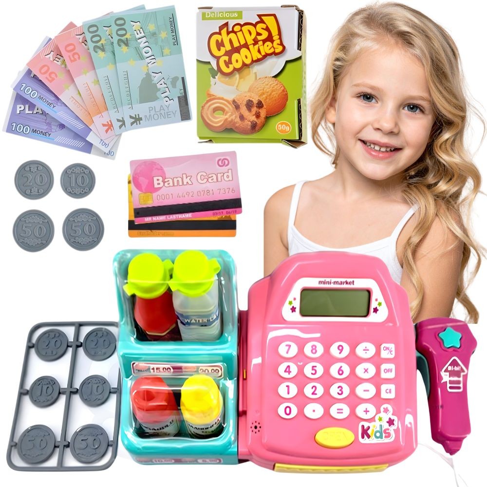 Woopie Cash Register With Shelf And Accessories Pink