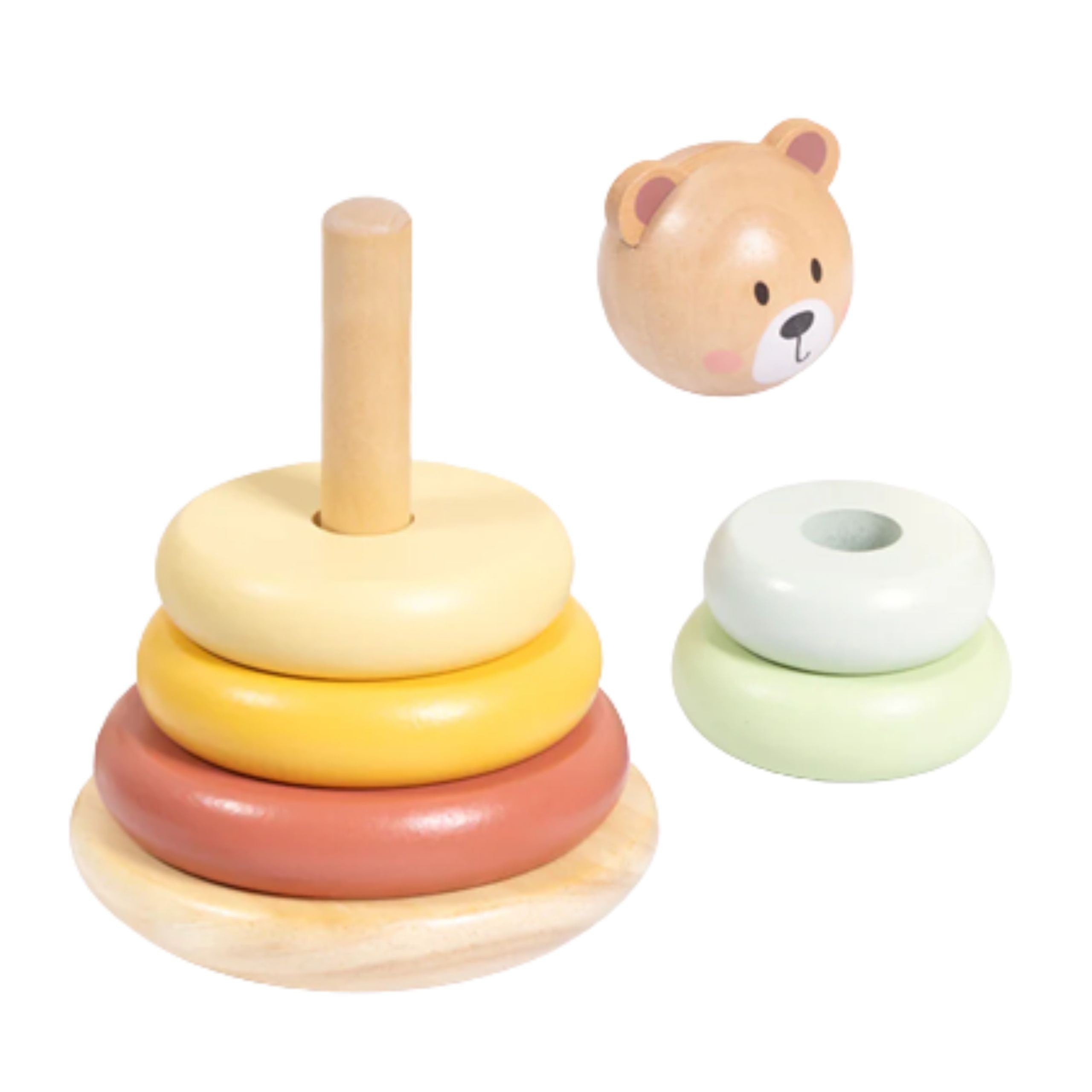 Tooky Toy Træ Sensorisk Puslespil Pyramide Bamse Sensorisk Farverig Stabler