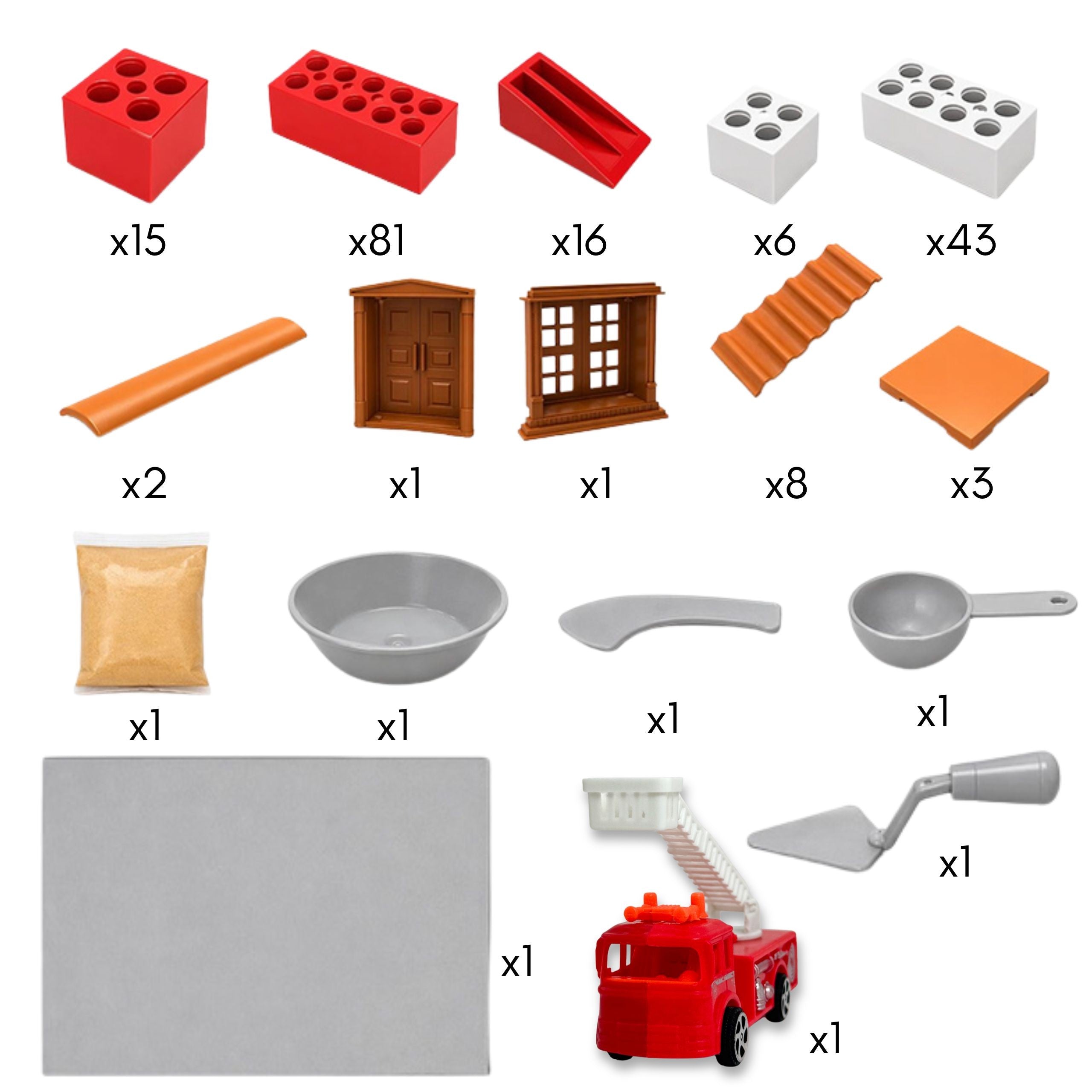 Woopie Fire Station Building Brick Construction Set 178 Pcs. Building Bricks