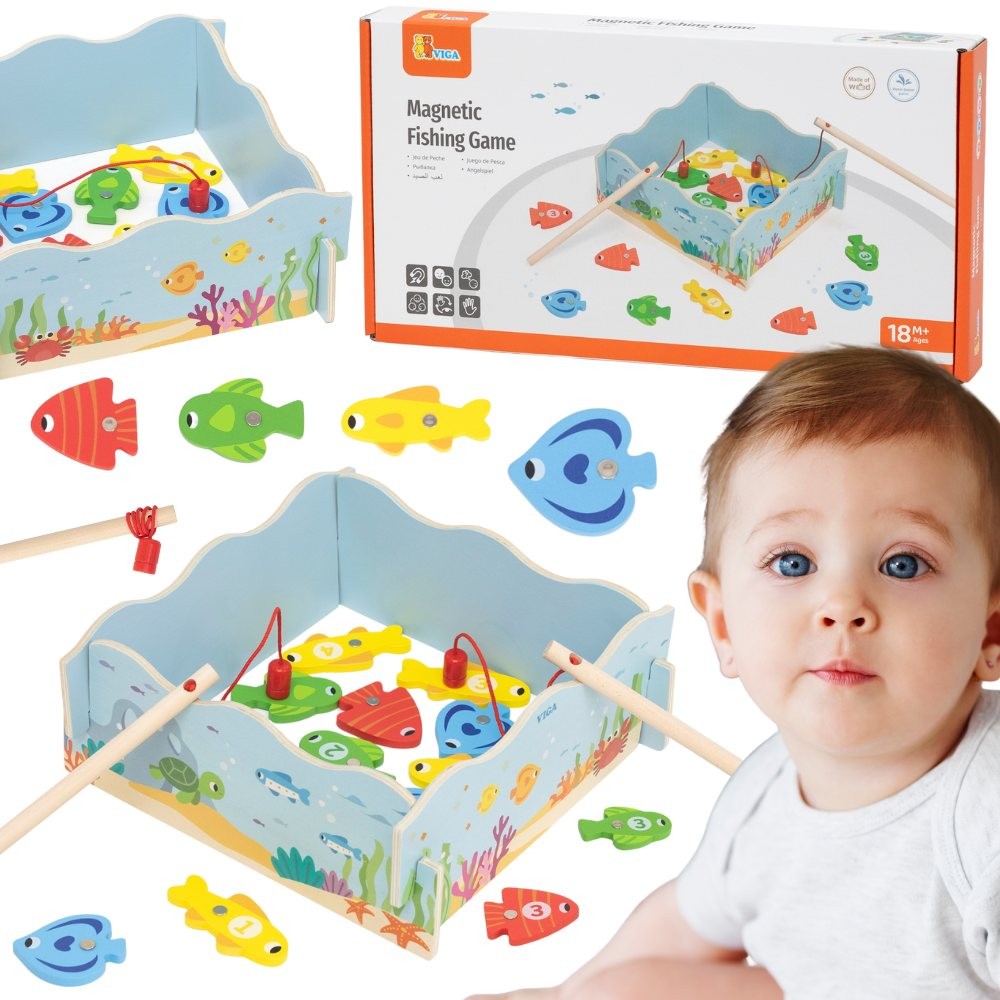 Gioco di pesca magnetico in legno Viga: apprendimento e divertimento in uno