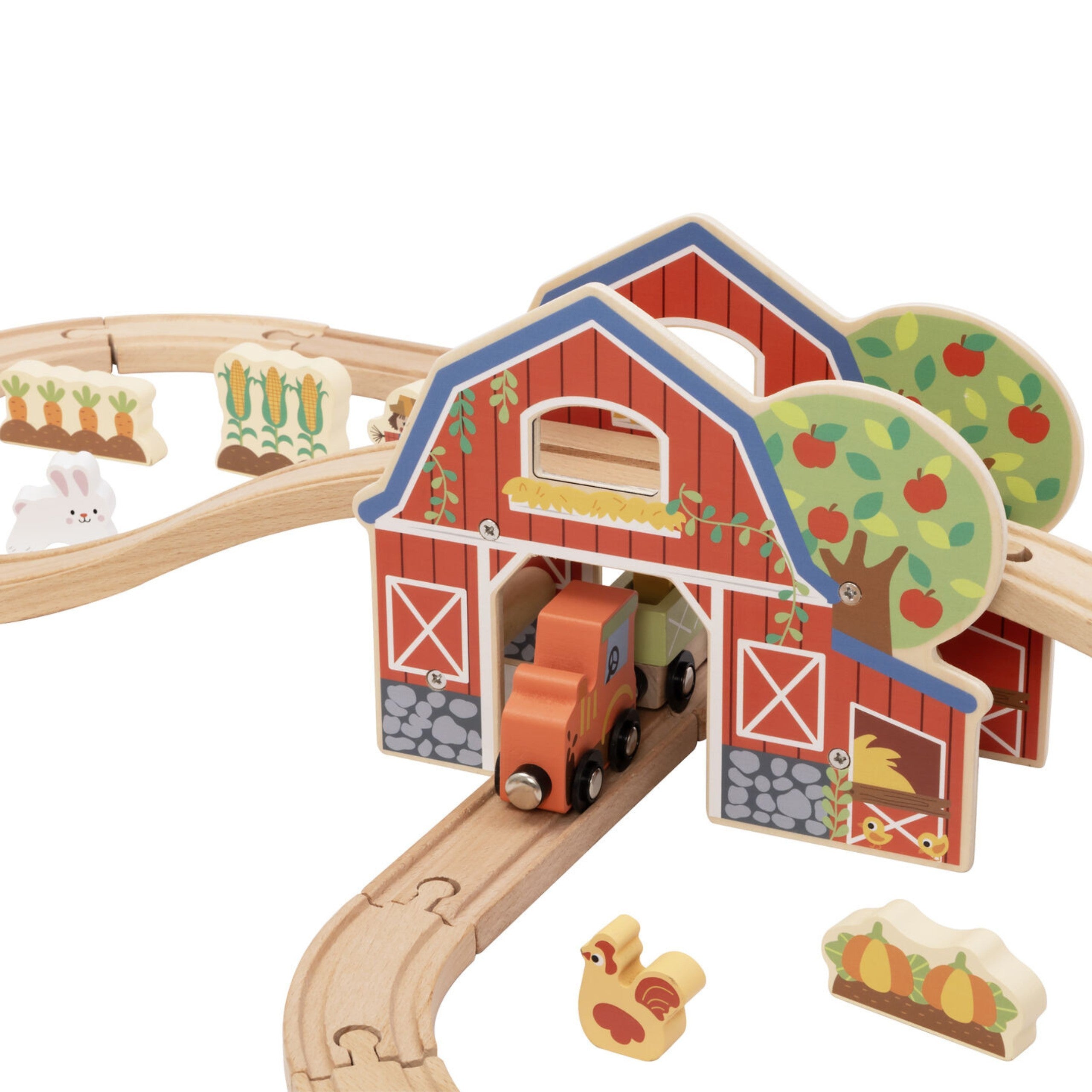 Tooky Toy Wooden Farm Train Set 48 Pcs.