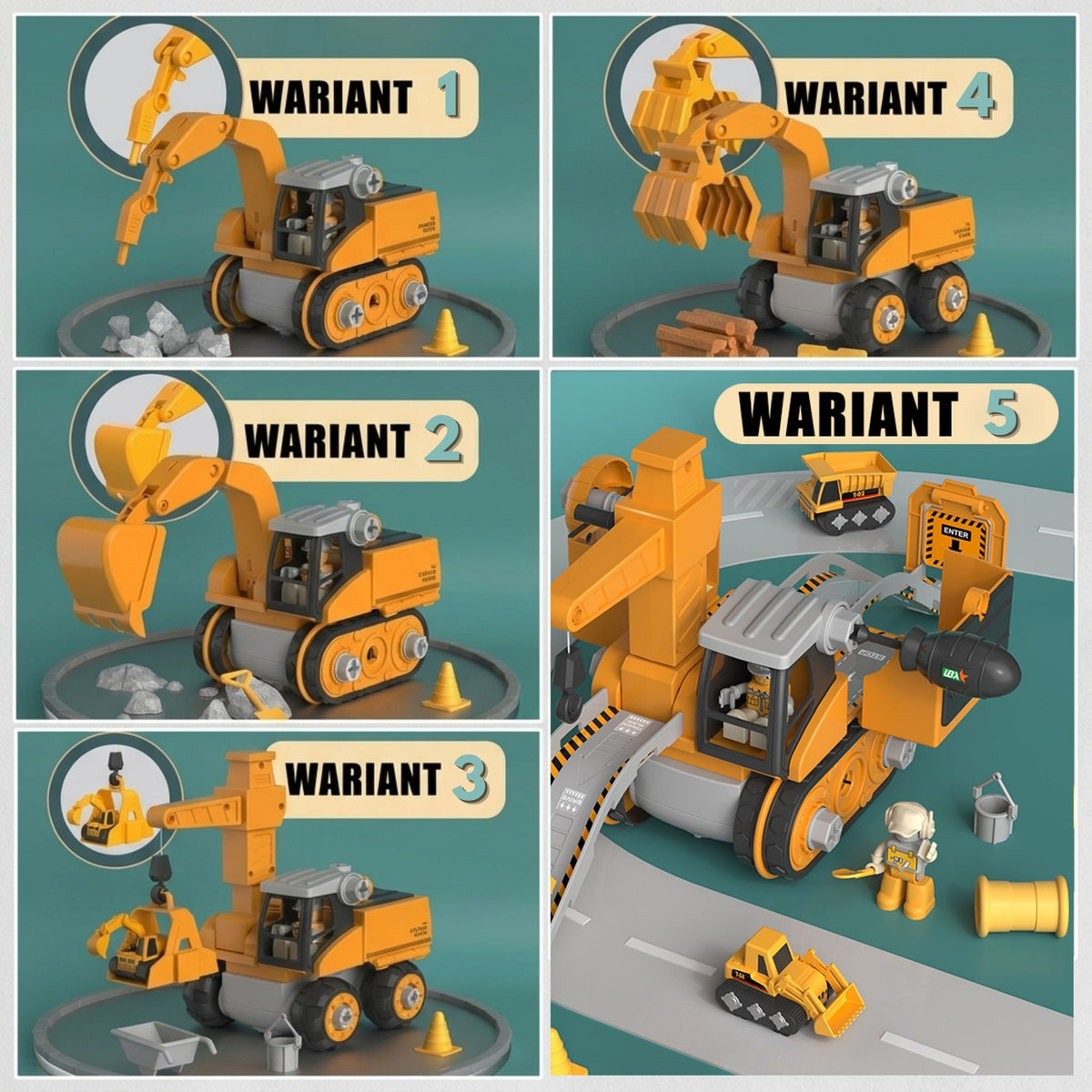 Láithreán Tógála Woopie Mega 5in1 Xxl Kit Scriúála Diy