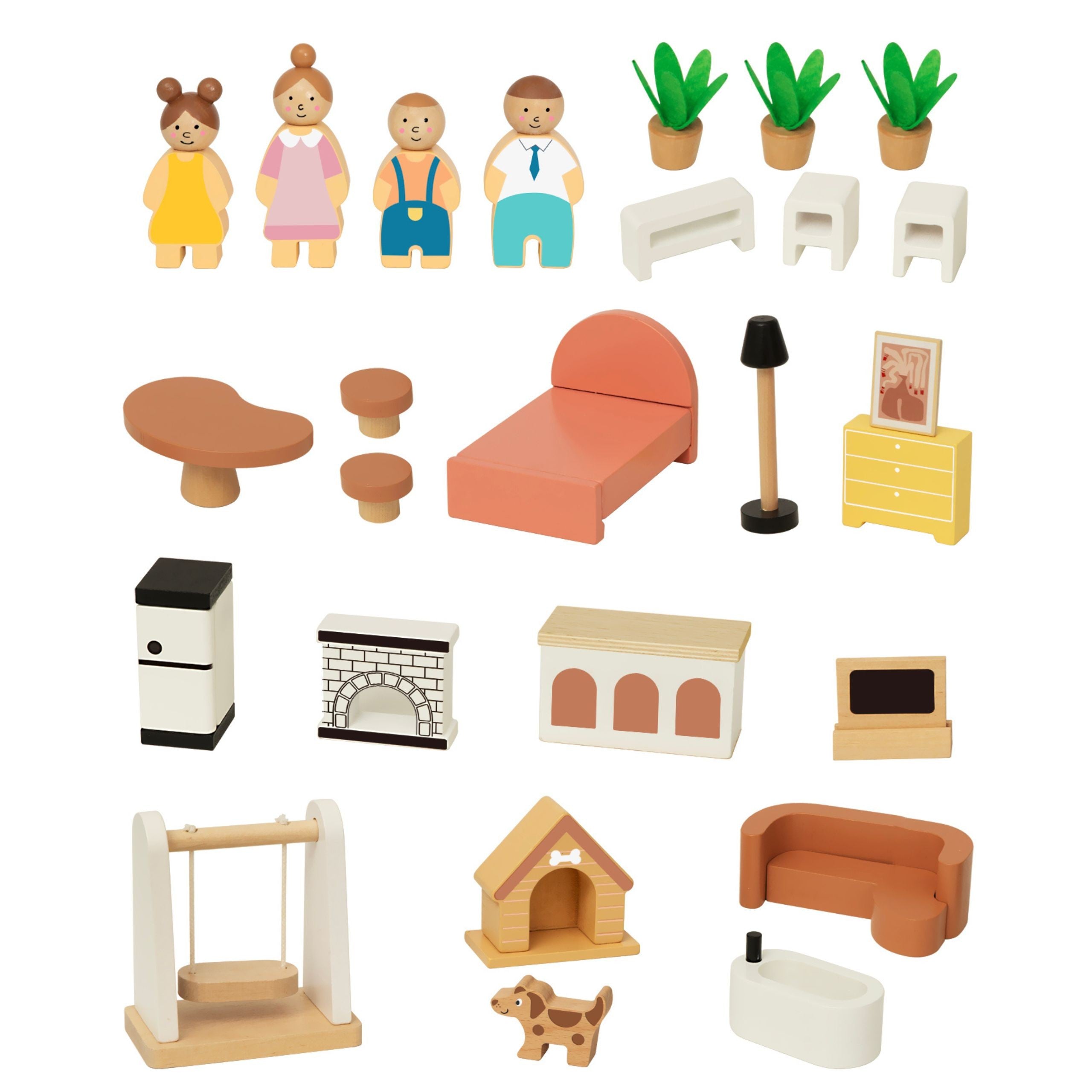 Tooky Toy Maison de poupée en bois 25 pièces