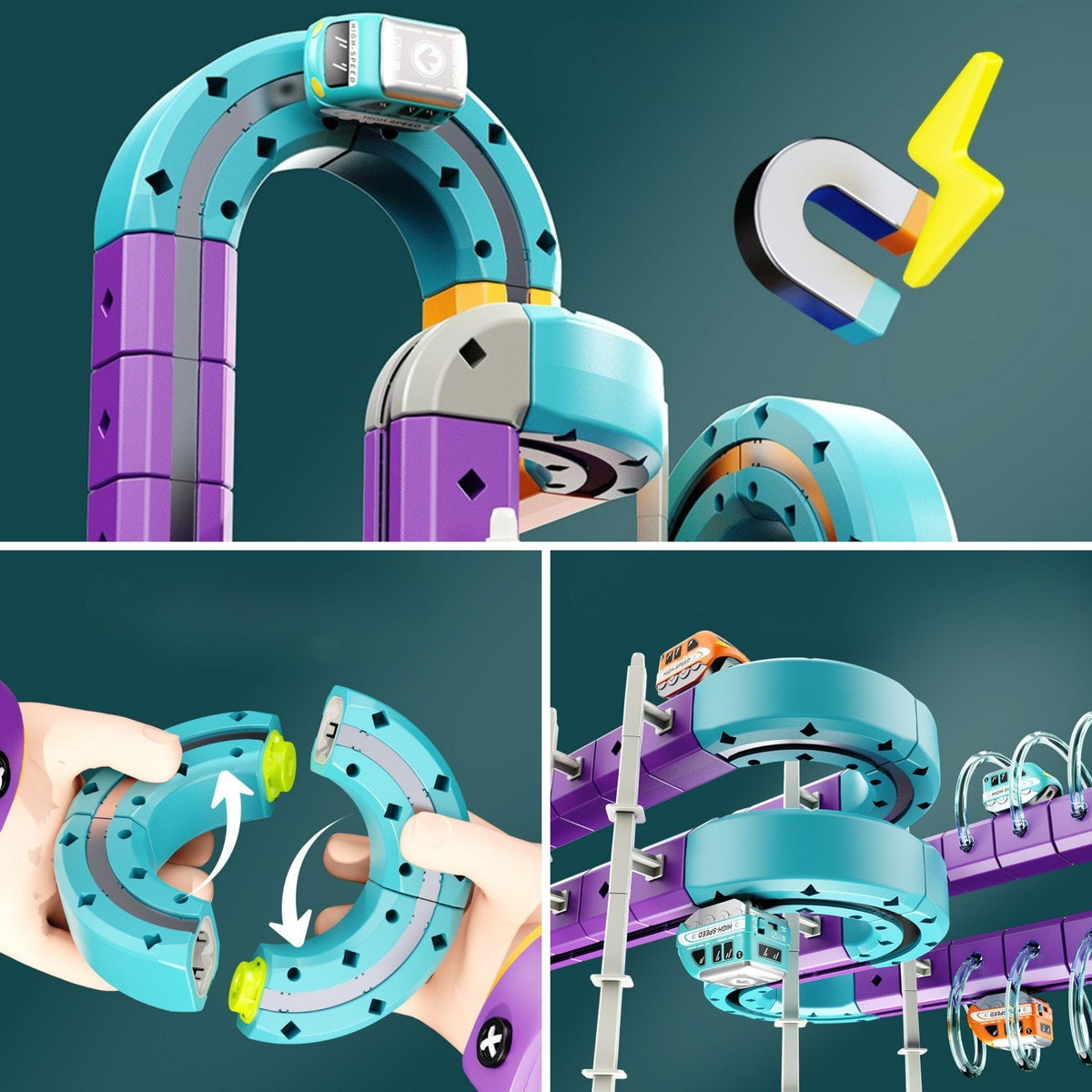 Woopie Magnetic Train Track Construction Set With Attraction Effect 54 Pcs.