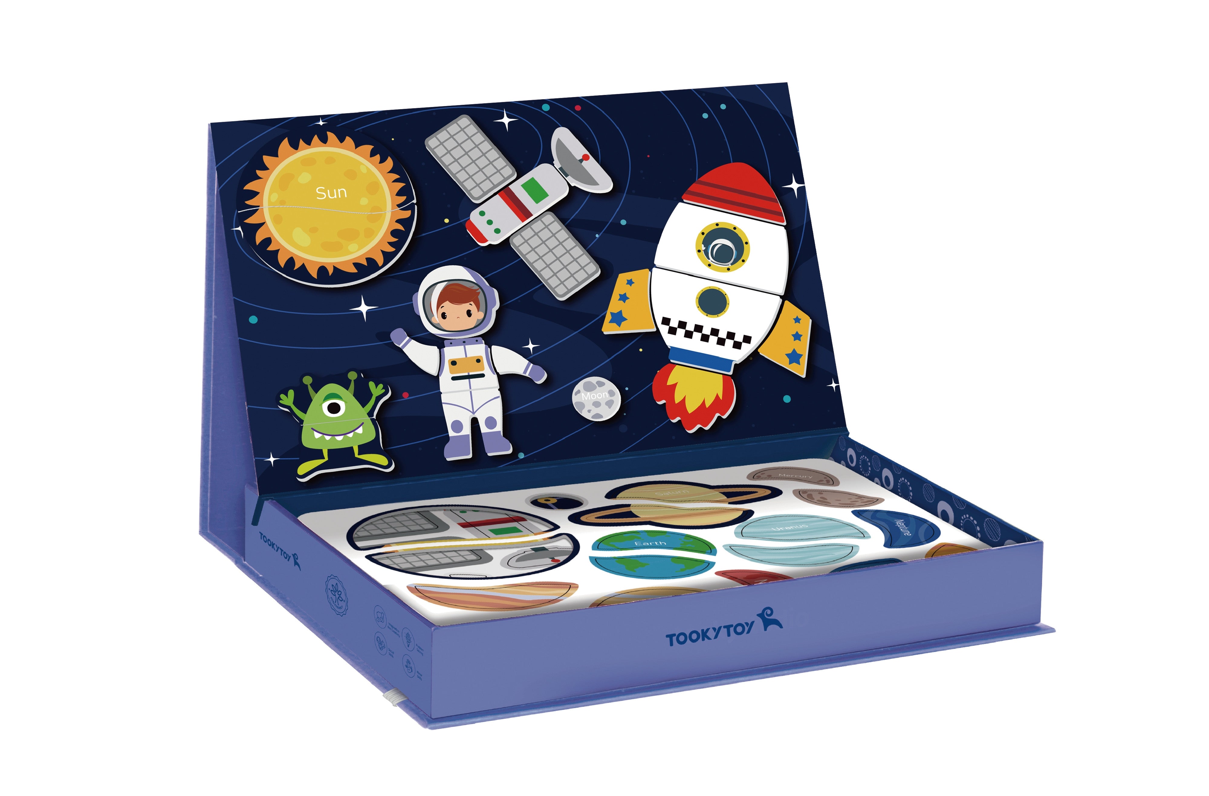 Tooky Toy Magnetické Puzzle Montessori Puzzle Vzdělávací box Cosmos 72 ks.