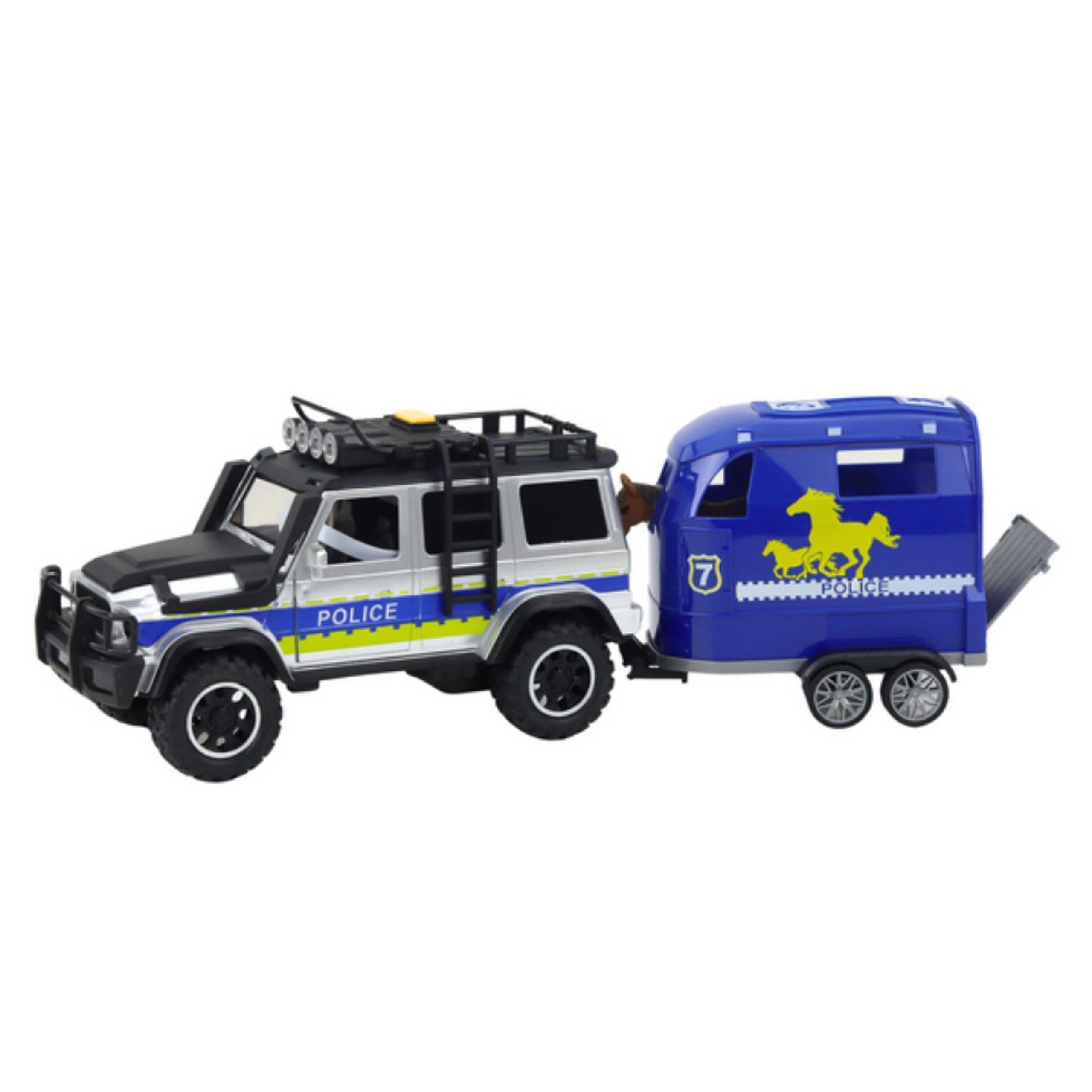 Vehículo todoterreno de la policía Woopie con juego de remolque para caballos