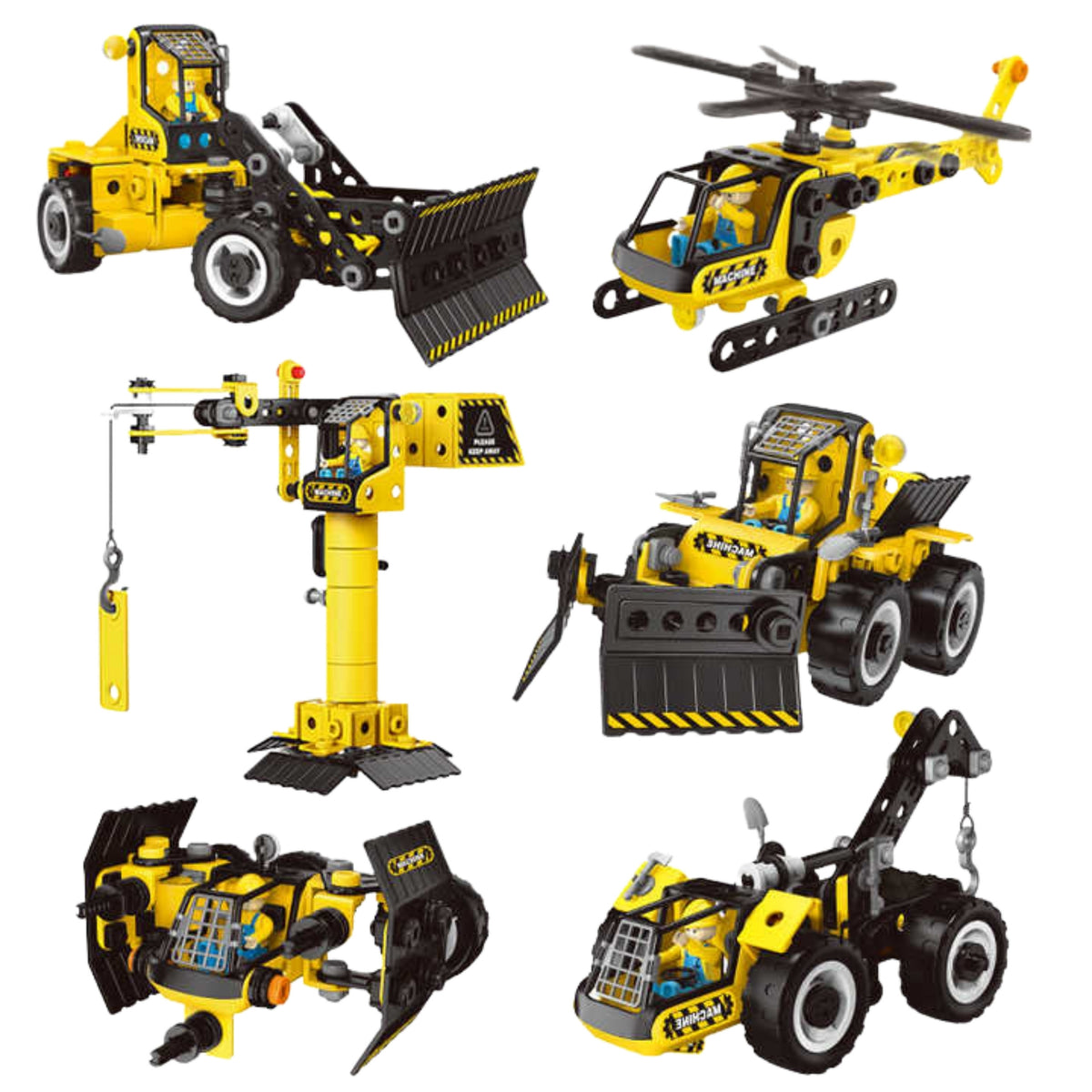Woopie Construction Set Vehículos de construcción a vapor 6 en 1 223 piezas.
