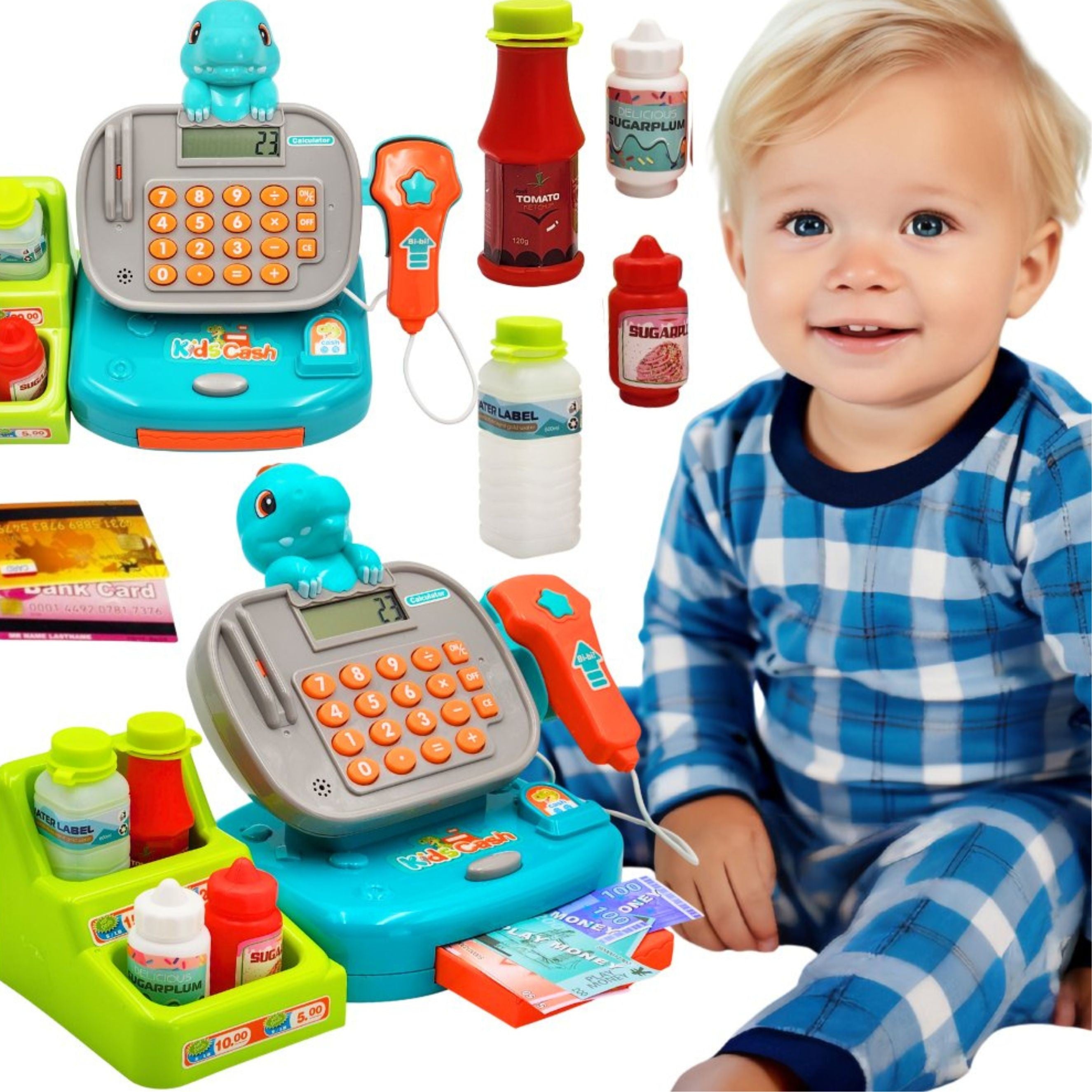 Woopie Dino Blue Cash Register With Shelf