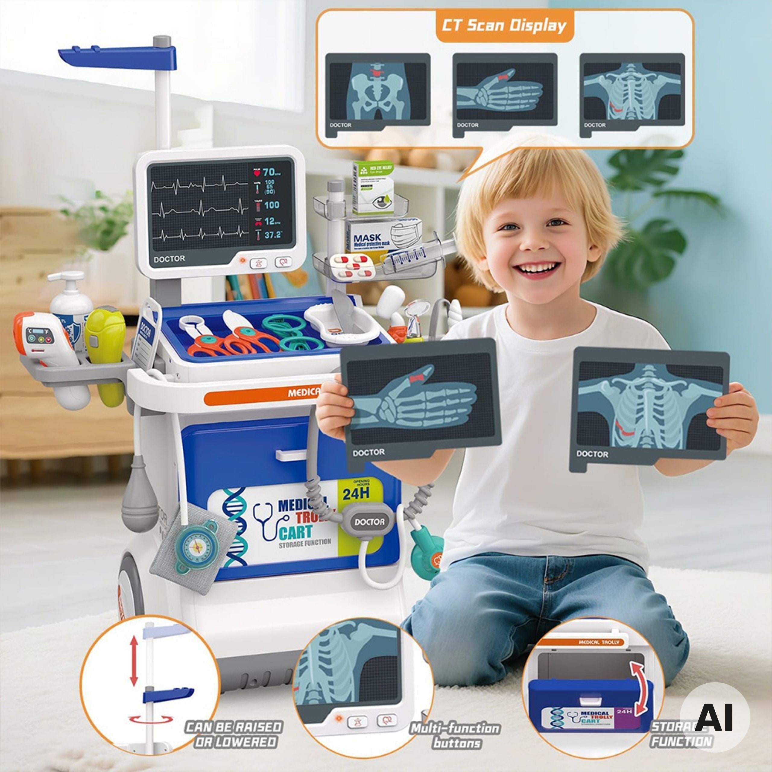 Woopie Interactive Little Doctor's Trolley Medical Set X-ray 115cm