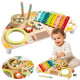 Tooky Toy Strumento multifunzionale Centro musicale Xilofono Ingranaggi Grattugia Tamburo Bacchette per piatti