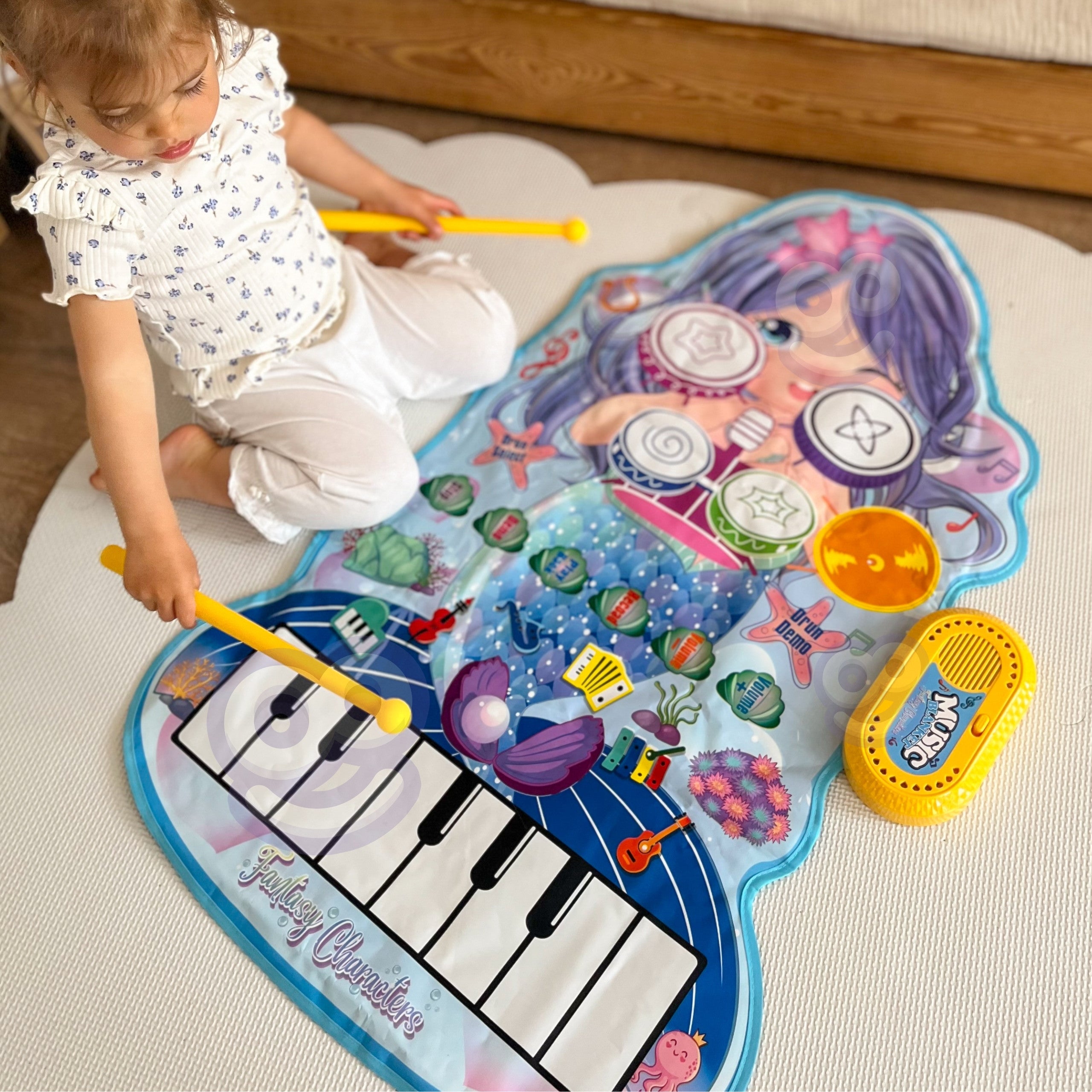 Tapete musical Woopie Mermaid 2 em 1 bateria interativa