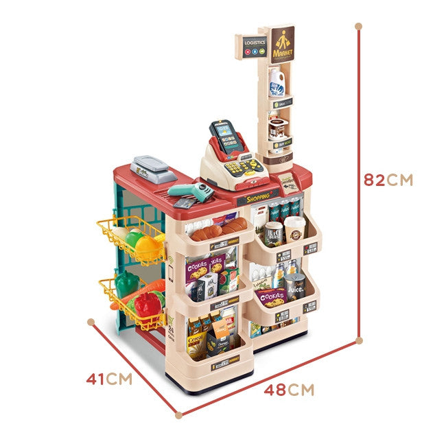 Woopie Supermarket Butik med Varukorgsvåg Kassaregisterskanner + 48 Acc.