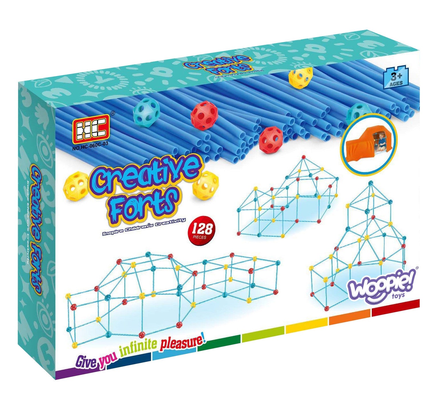 Woopie Big Blocks Bouwtentset Rietjes Buizen 128-delig.
