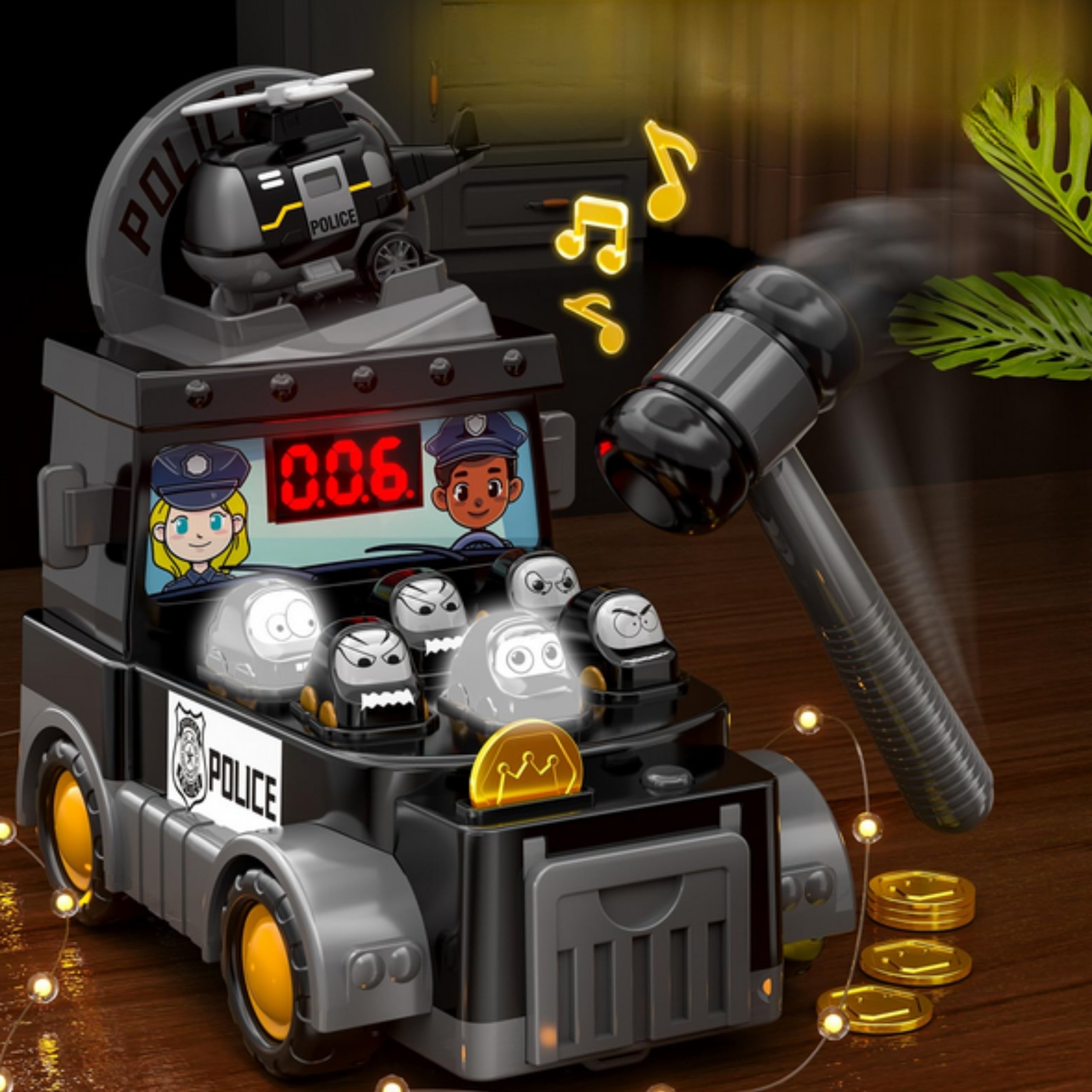 Woopie Hammer Arcade-Spiel Polizeiauto mit Zubehör