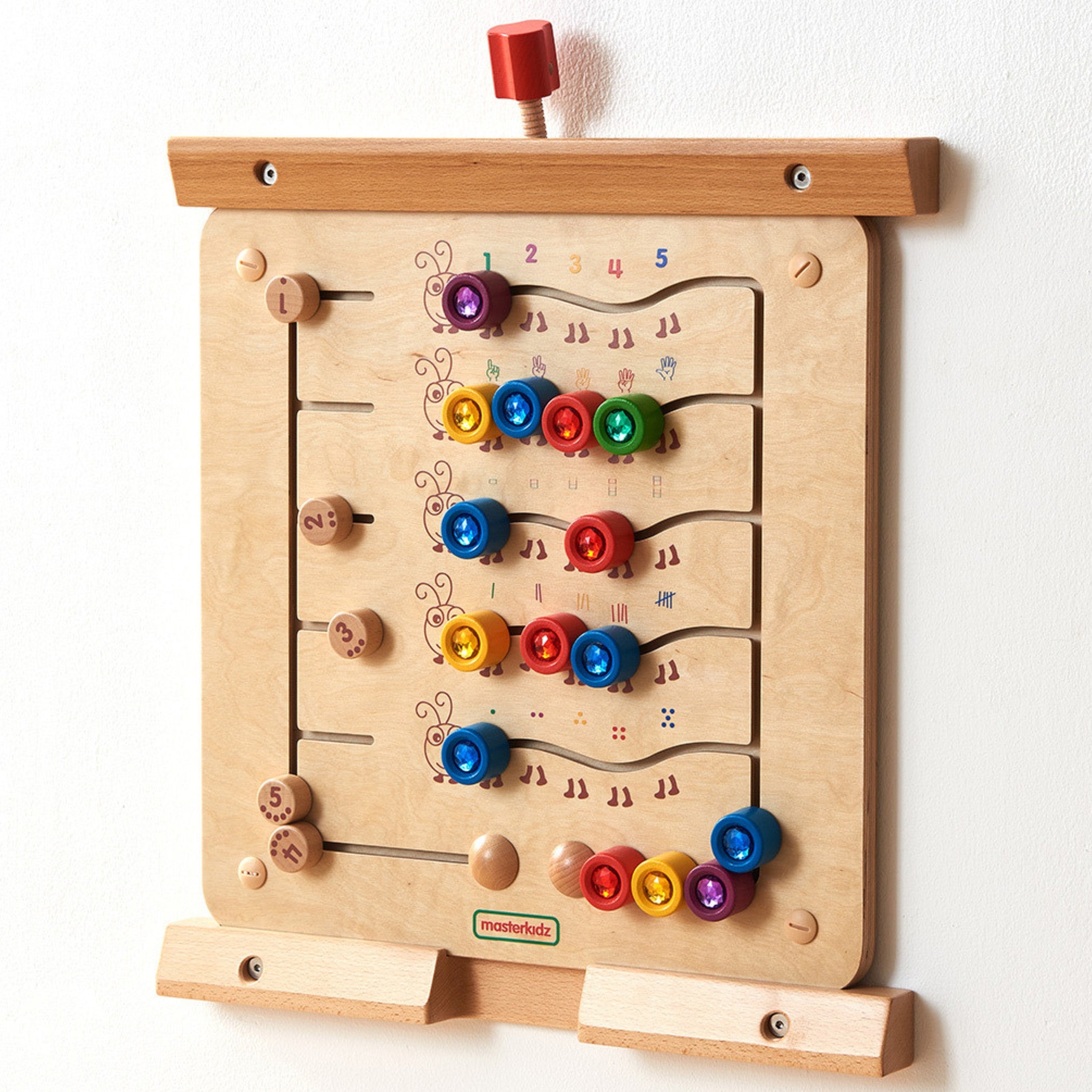 Masterkidz színes hernyók számok és mennyiségek tanulása - Montessori oktatási fali tábla