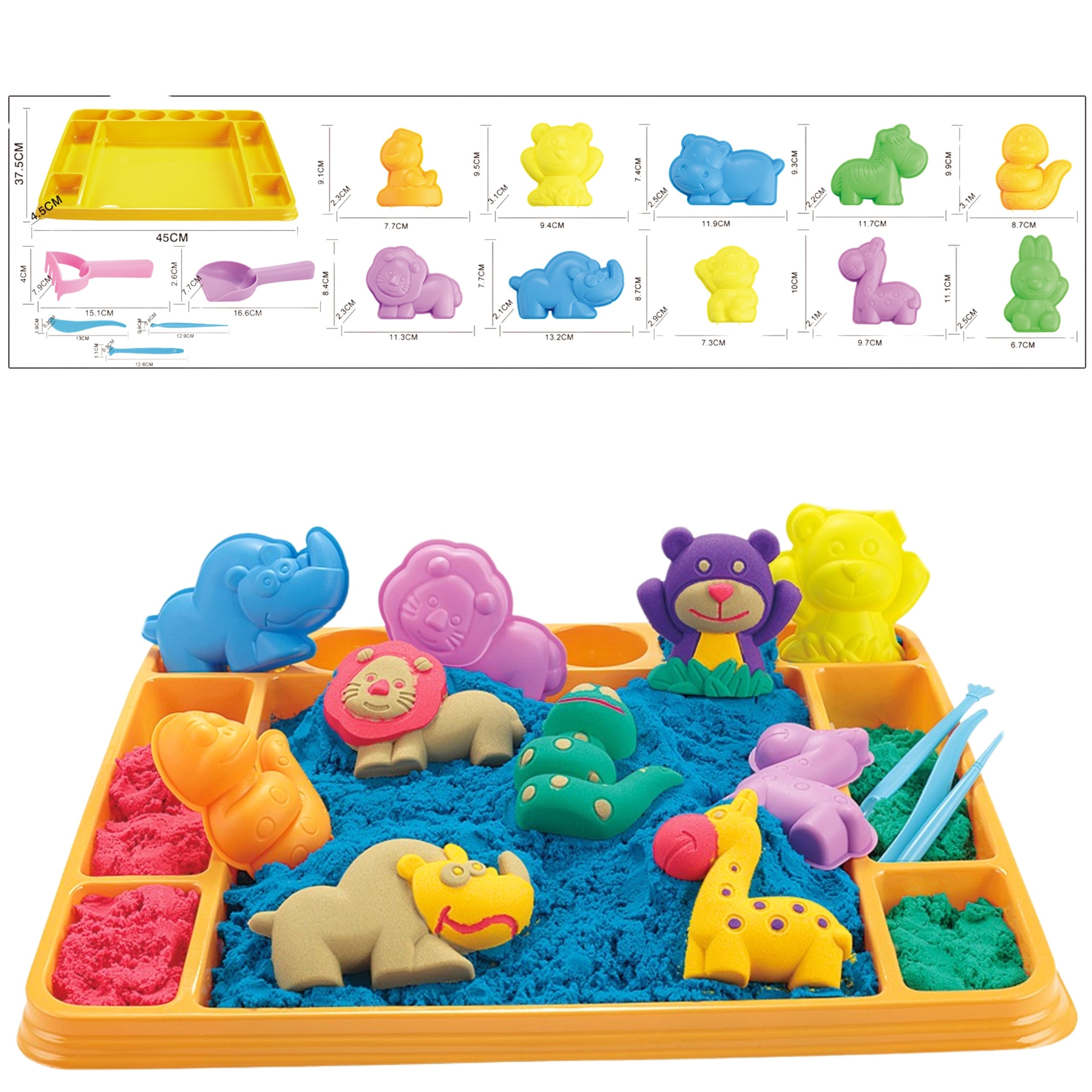 Woopie Kinetic Sand 1,2 Kg Xl Zoo Bord med Forme Sæt