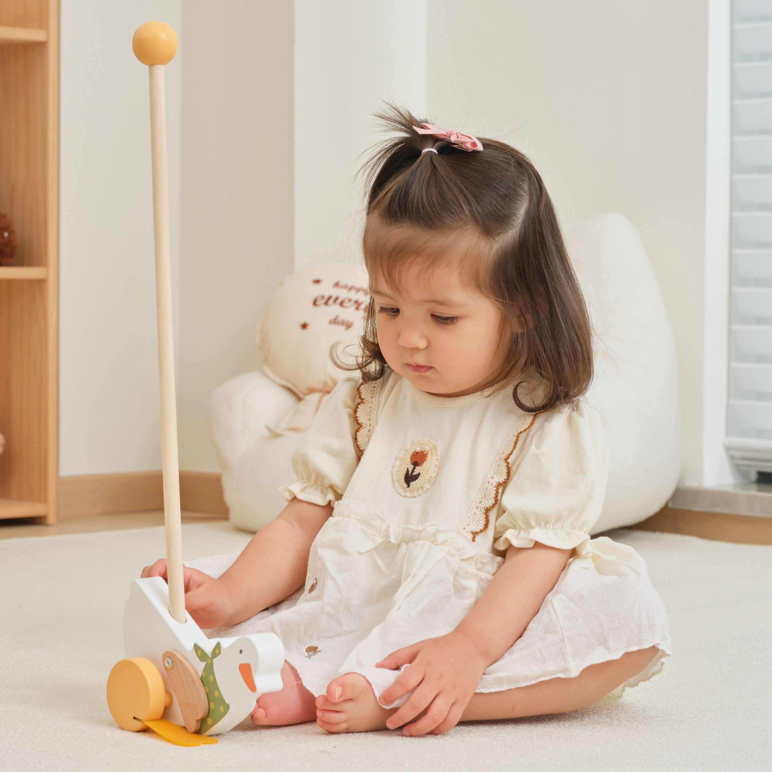 Viga Polarb Oca da Spinta in Legno su Bastone per Bambini 12M+