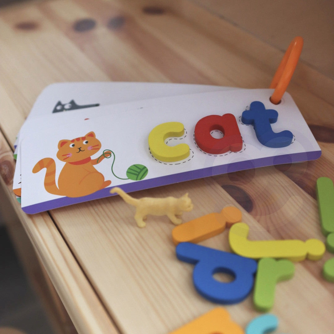 Играчка Tooky Монтесори Азбучен пъзел Учене на букви Думи Животни 57 бр.
