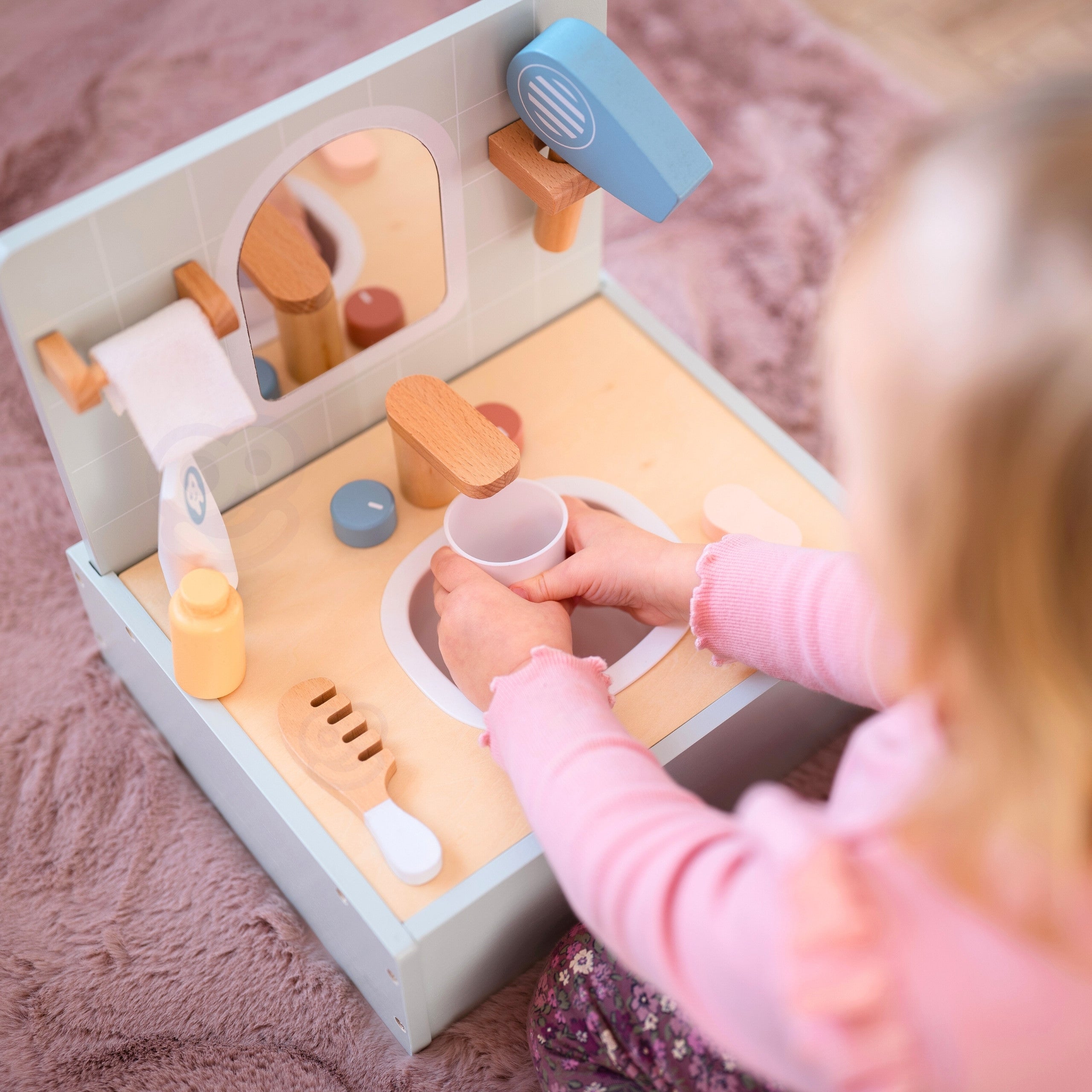 Tooky Toy Тоалетна Баня Дървена Тоалетна Баня С Аксесоари