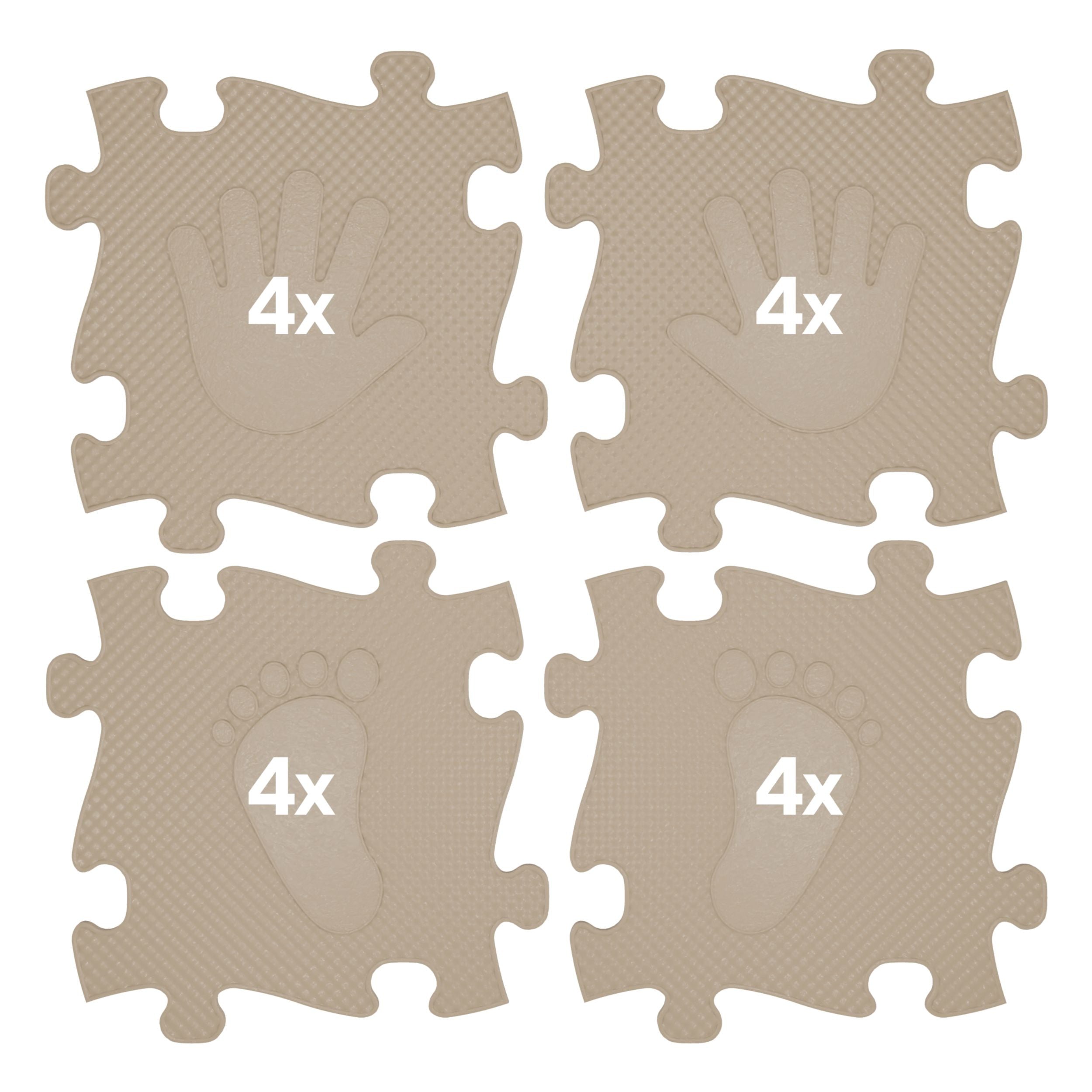 Woopie Sensory Mat Orthopedic Puzzle Hands And Feet 16 Pieces - Beige