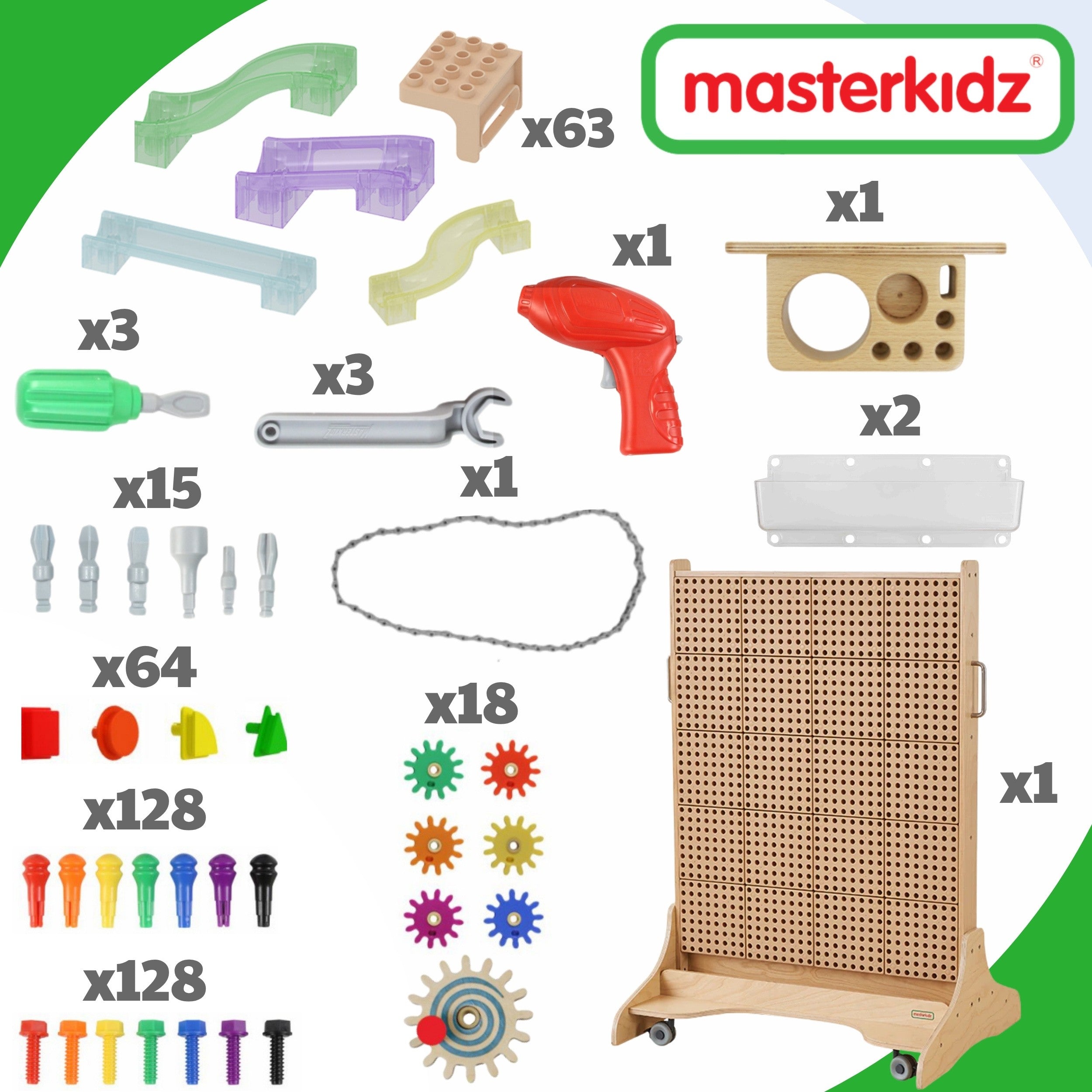Kreatívna vzdelávacia doska Masterkidz voľne stojaca predstavca 125 x 86 + súprava príslušenstva