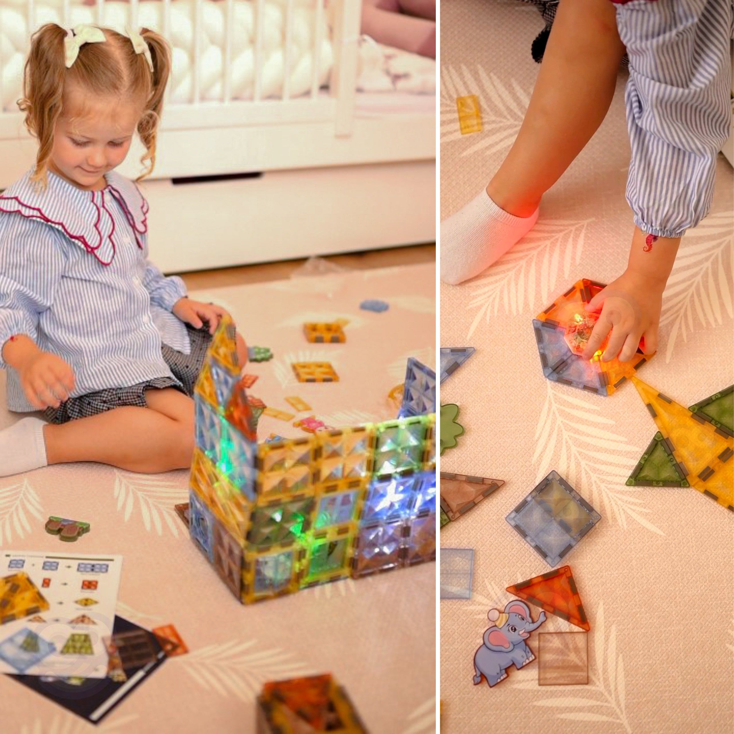 Woopie Magnetyczne klocki konstrukcyjne Świecące 3d świat zwierząt 124szt.