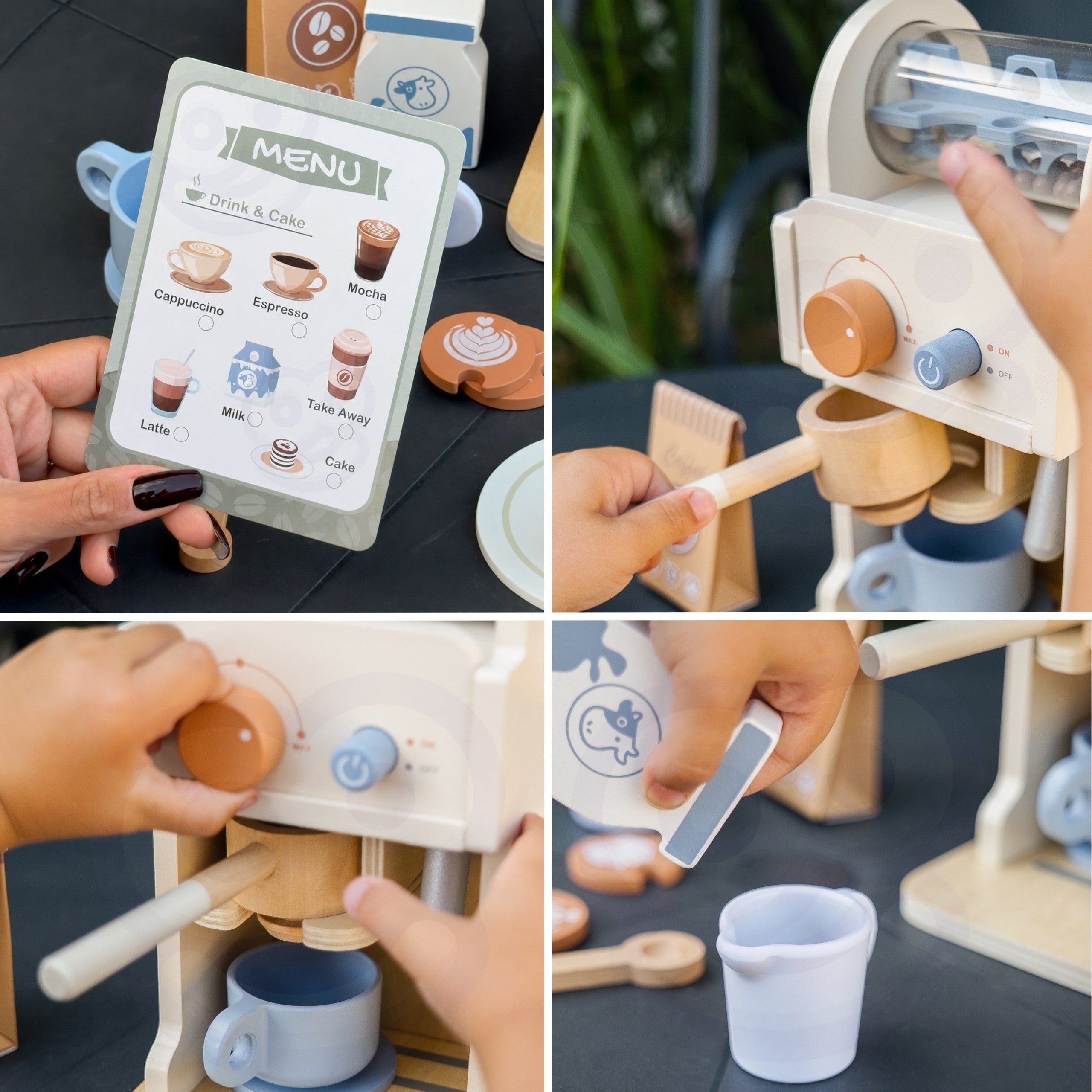 Tooky Toy Wooden Coffee Set - Barista Espresso Machine