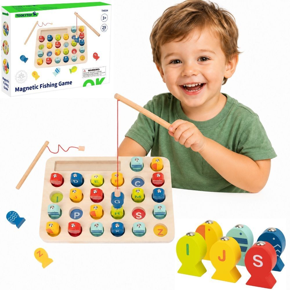 Tooky Giocattolo in Legno Gioco Pesca Apprendimento Lettere 29 Pz.