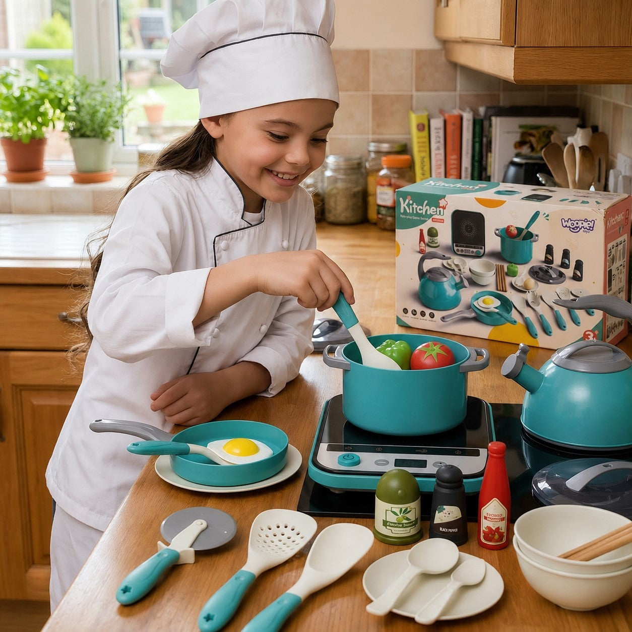 Woopie Little Chef's Set Индукционни тенджери Тиган Чайник Зелен 30 бр.