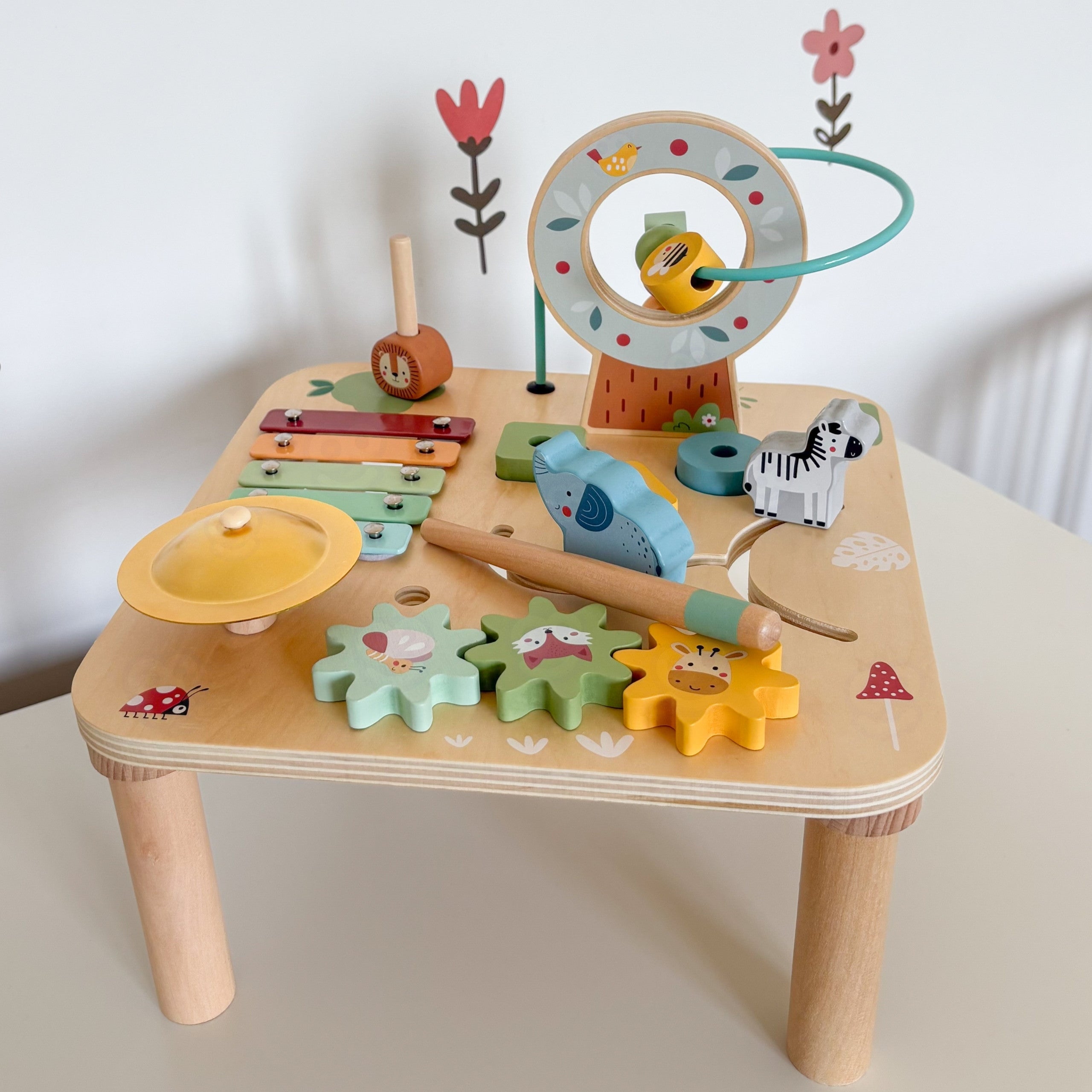 Woopie Green Wooden Educational Table Musical Sensory Maze 5 In 1