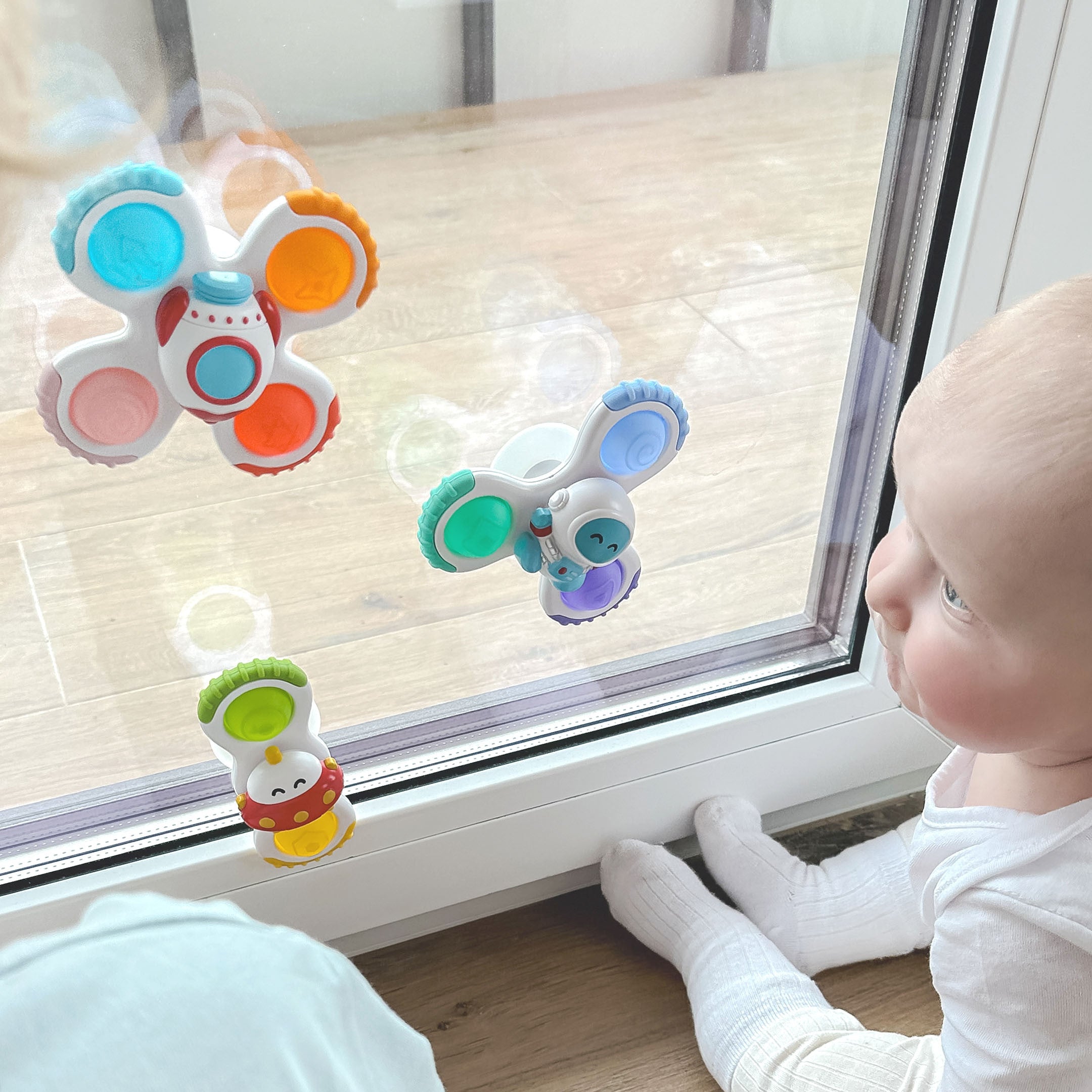 Woopie Baby Spinner Smyslová hračka Rocket Alien Ufo 3 ks.