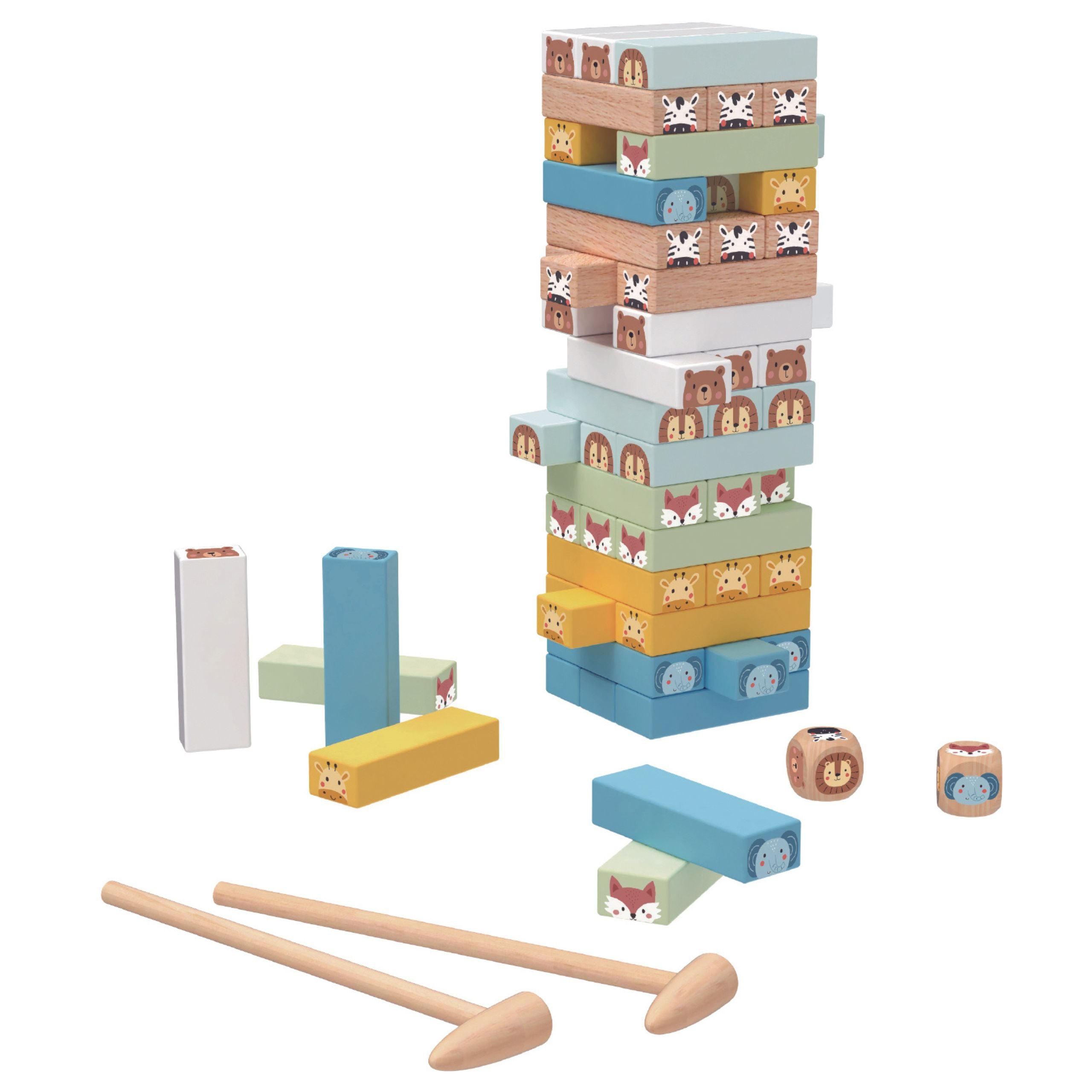 Woopie Green Skill Game Wobbling Tower Animals 82 Pcs Fsc