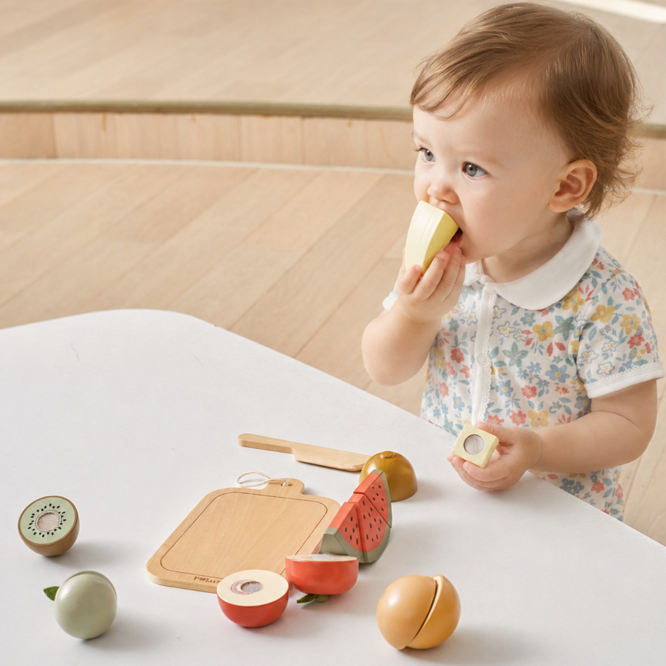 Viga Wooden Fruit Chopping Board Knife Polarb Educational Toy