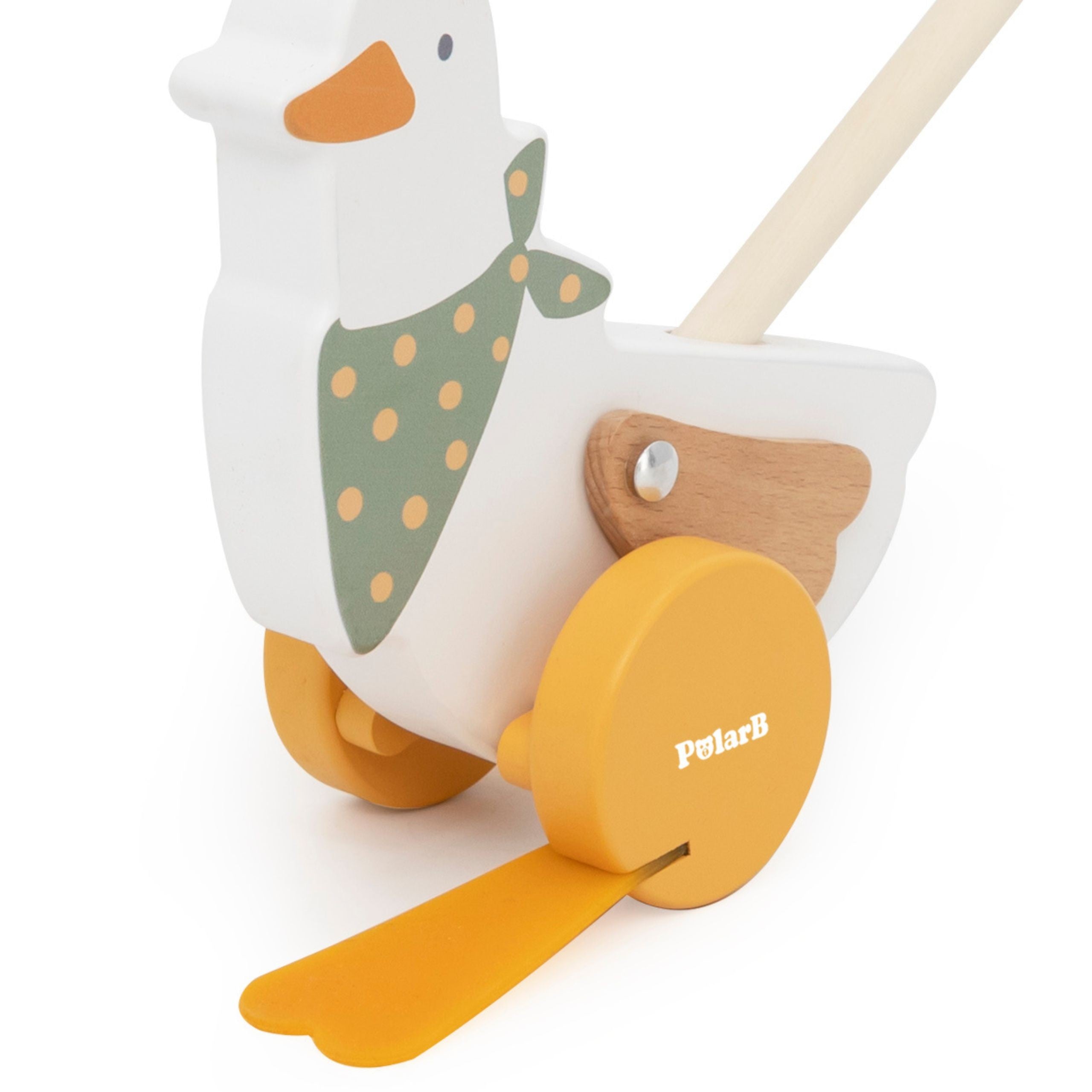 Viga Polarb Oca da Spinta in Legno su Bastone per Bambini 12M+