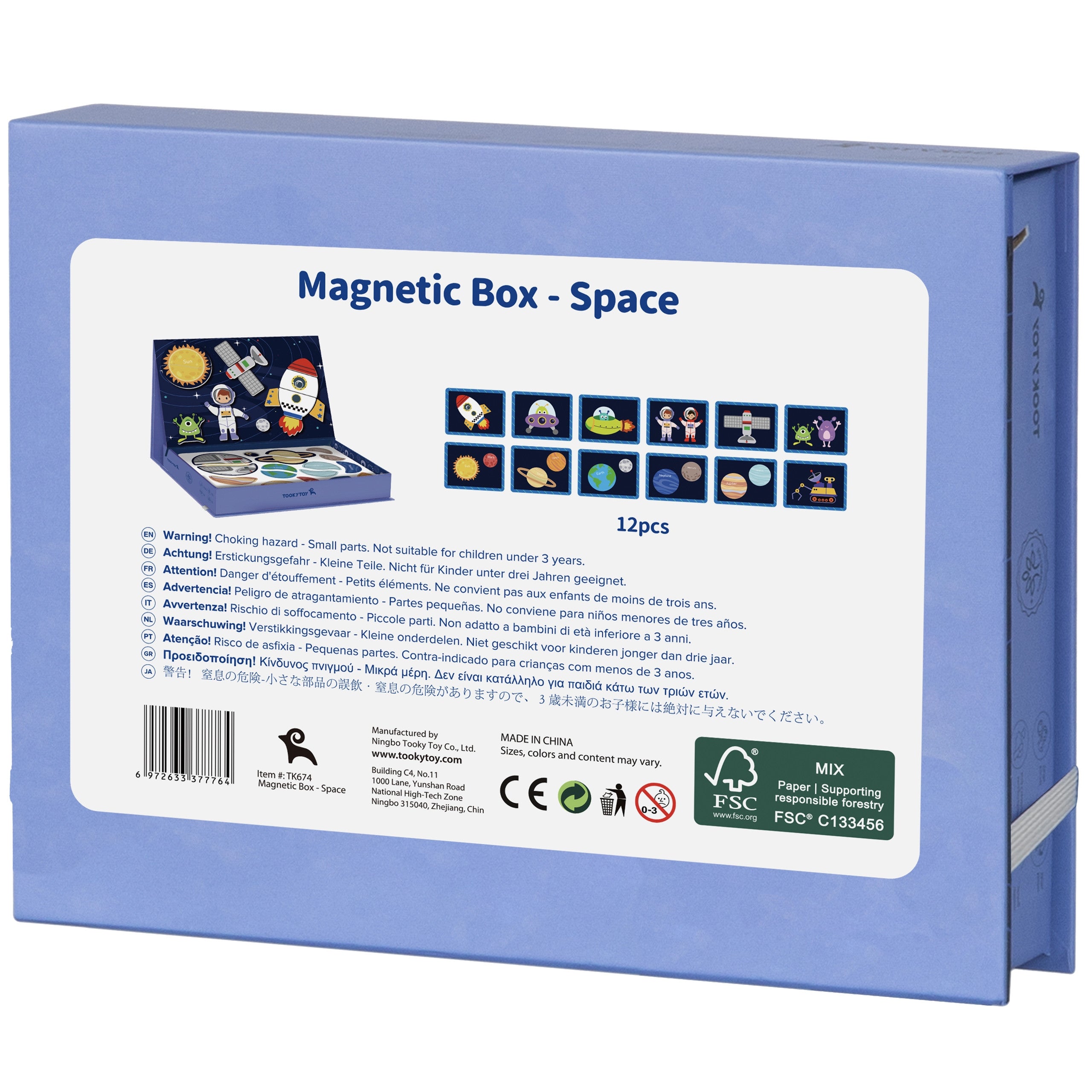 Tooky Toy Magnetické Puzzle Montessori Puzzle Vzdělávací box Cosmos 72 ks.