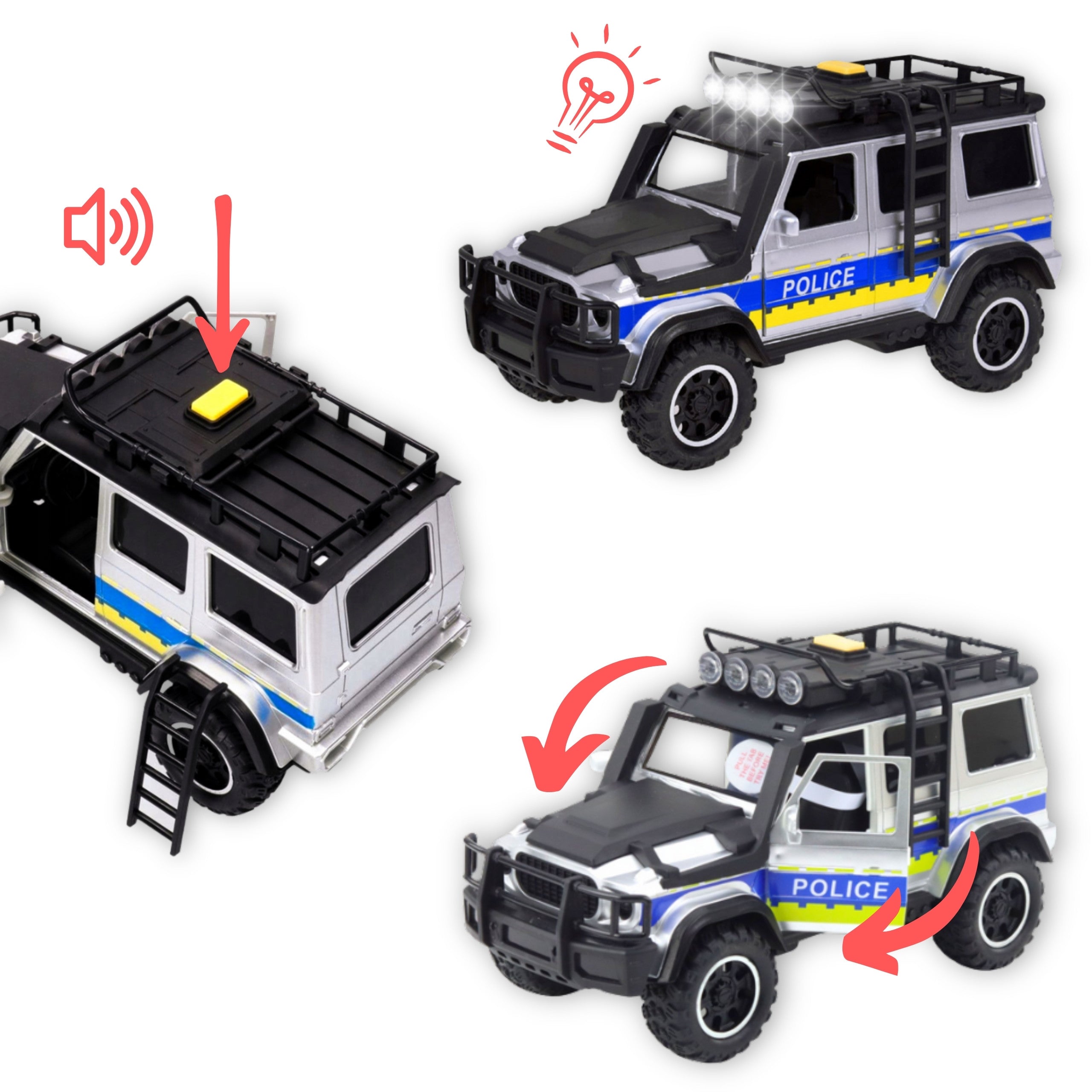 Vehículo todoterreno de la policía Woopie con juego de remolque para caballos