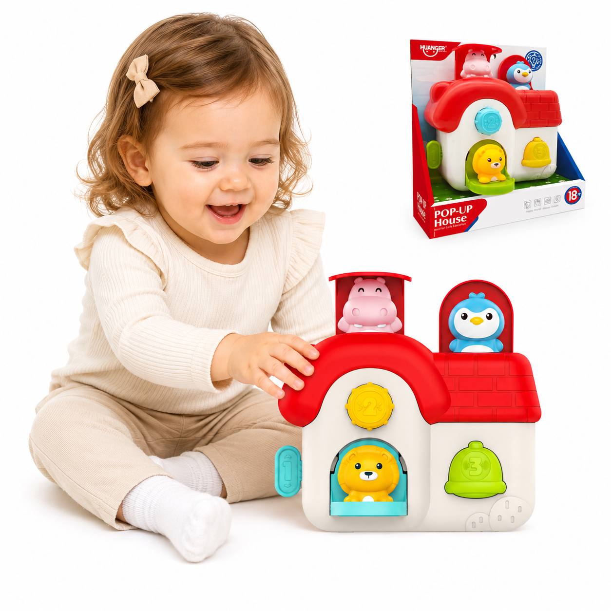 Woopie Baby Interactive Pop-up House Pop-up Animals Manipulative Toy 18m+