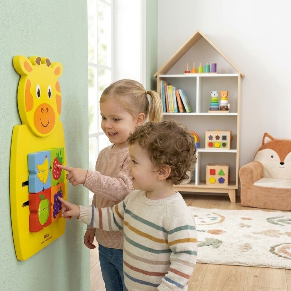 Tablica manipulacyjna drewniana żyrafa Viga z certyfikatem Fsc Montessori