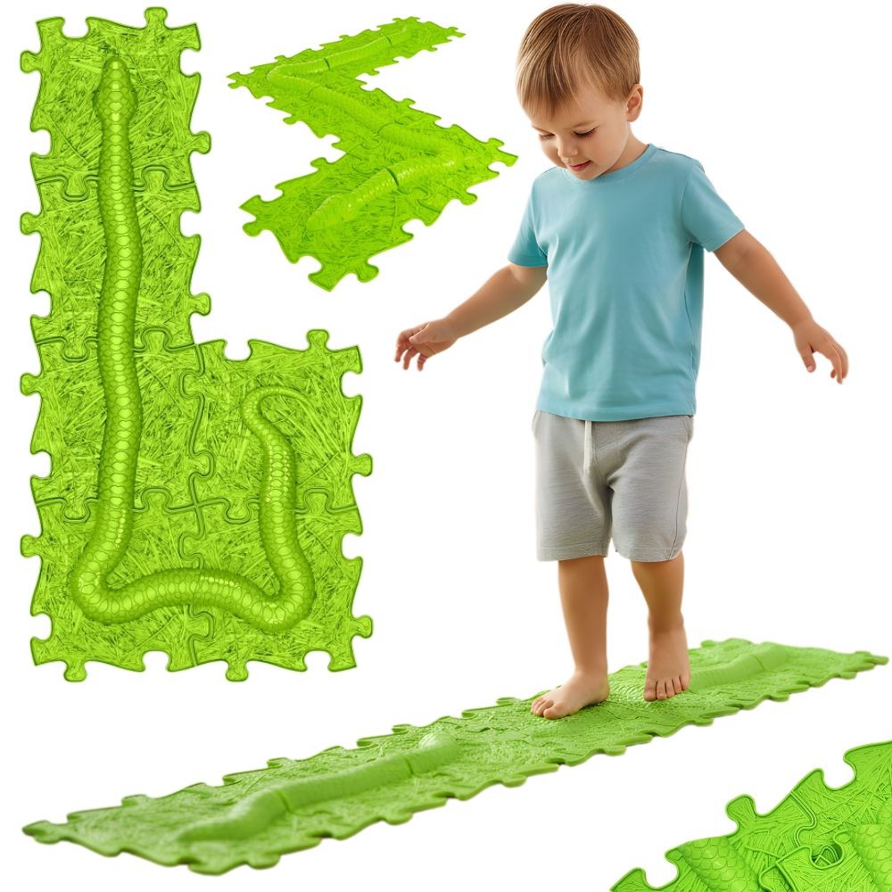 Woopie Сензорна подложка Ортопедичен пъзел Snake Green 6 бр.