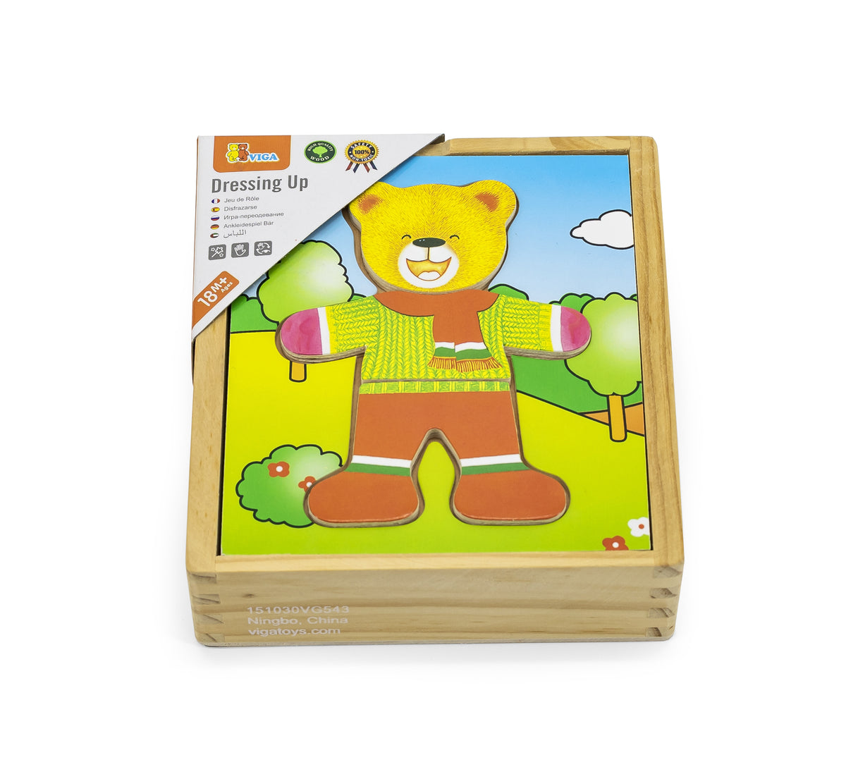 Viga Holzpuzzle Lernpuzzle Dress Up The Teddy Bear Boy