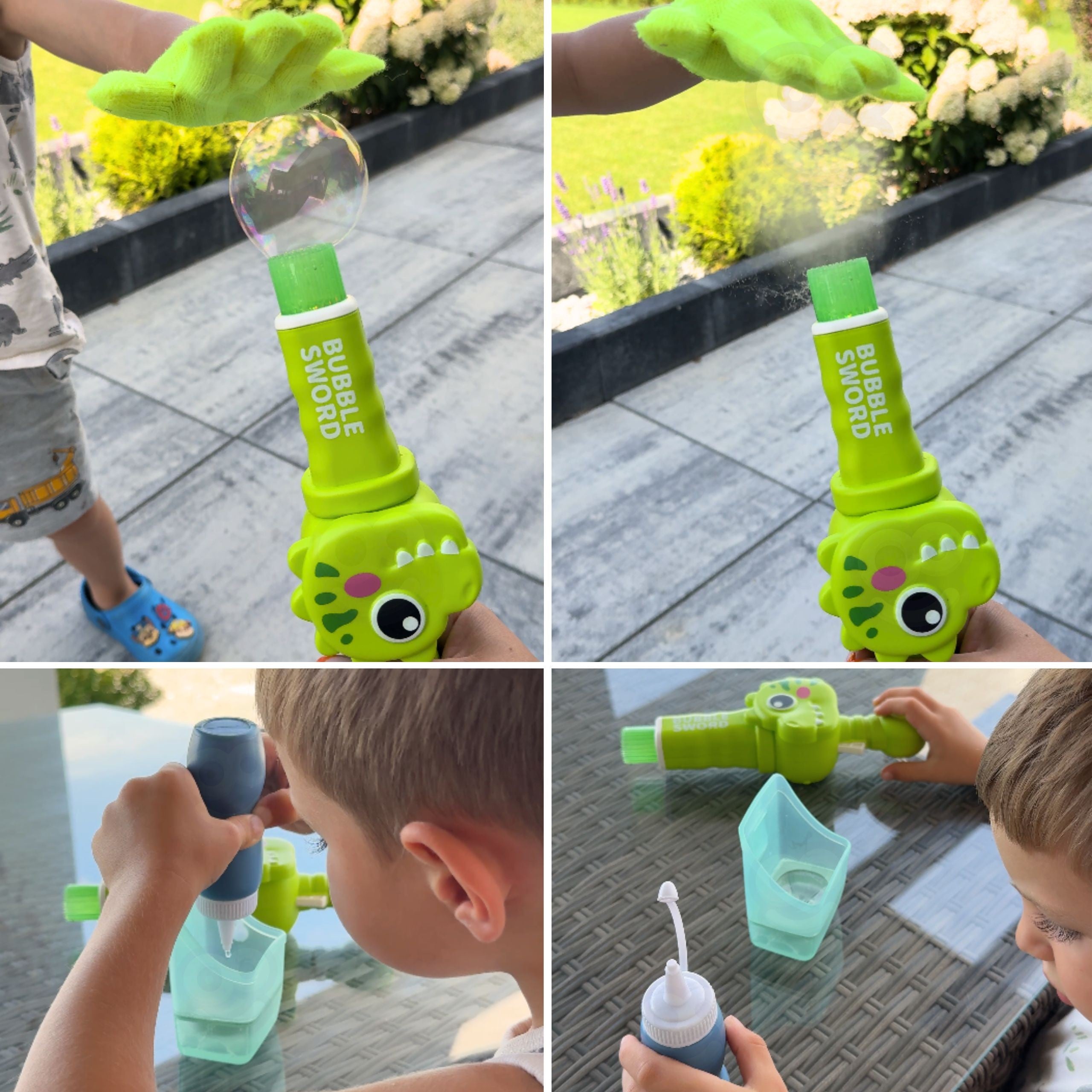 Woopie Dinosaur Smoke Bubble Gun Fog Bubble Machine Dobíjateľný