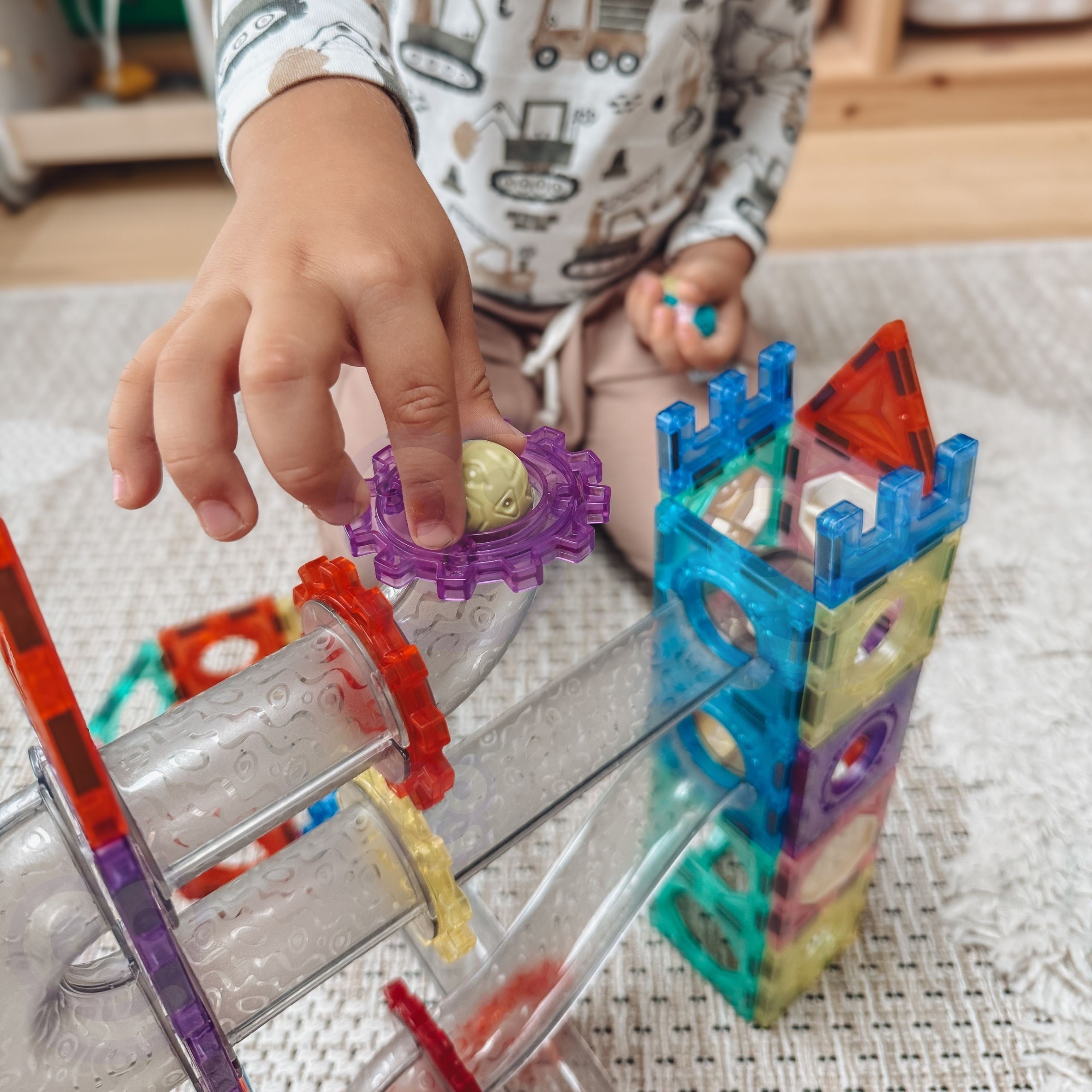 Woopie Bloques de construcción magnéticos Juego educativo 3D Pista de bolas 126 piezas.