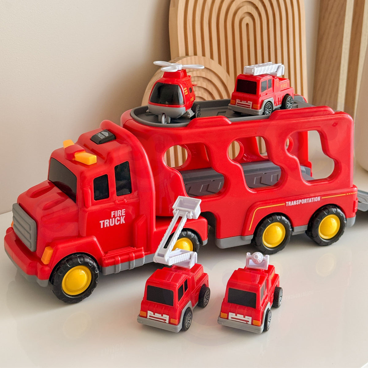 Woopie Road Tow Truck Set mit 5 Autos – Feuerwehr
