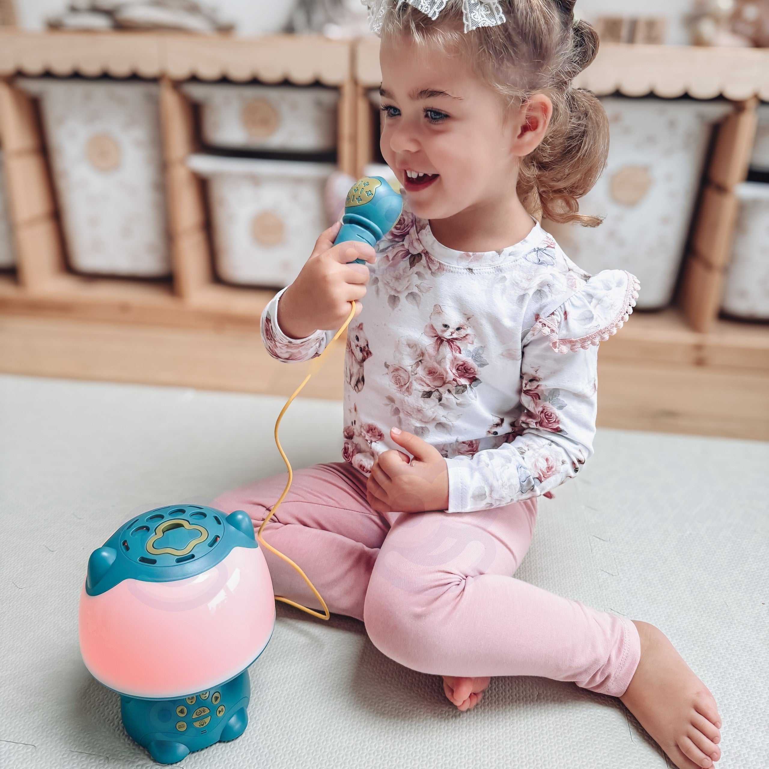 Woopie Lampe Rgb Multifonctionnelle Haut-Parleur Bluetooth Karaoké Modulateur Vocal Carte SD Aux Turquoise