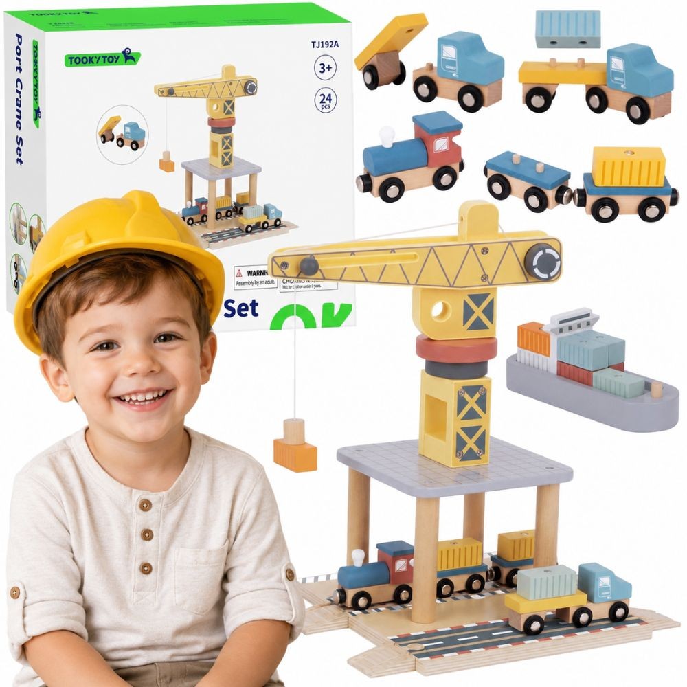 Комплект дървени пристанищни кранове Tooky Toy