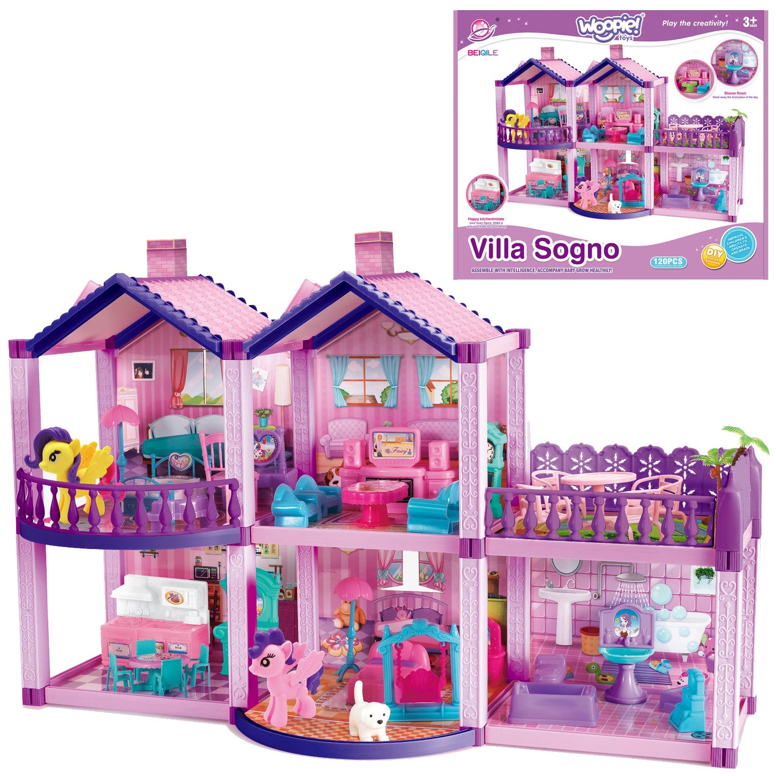 Woopie Pony Къща за кукли Pony Fantasy Villa 120 бр.