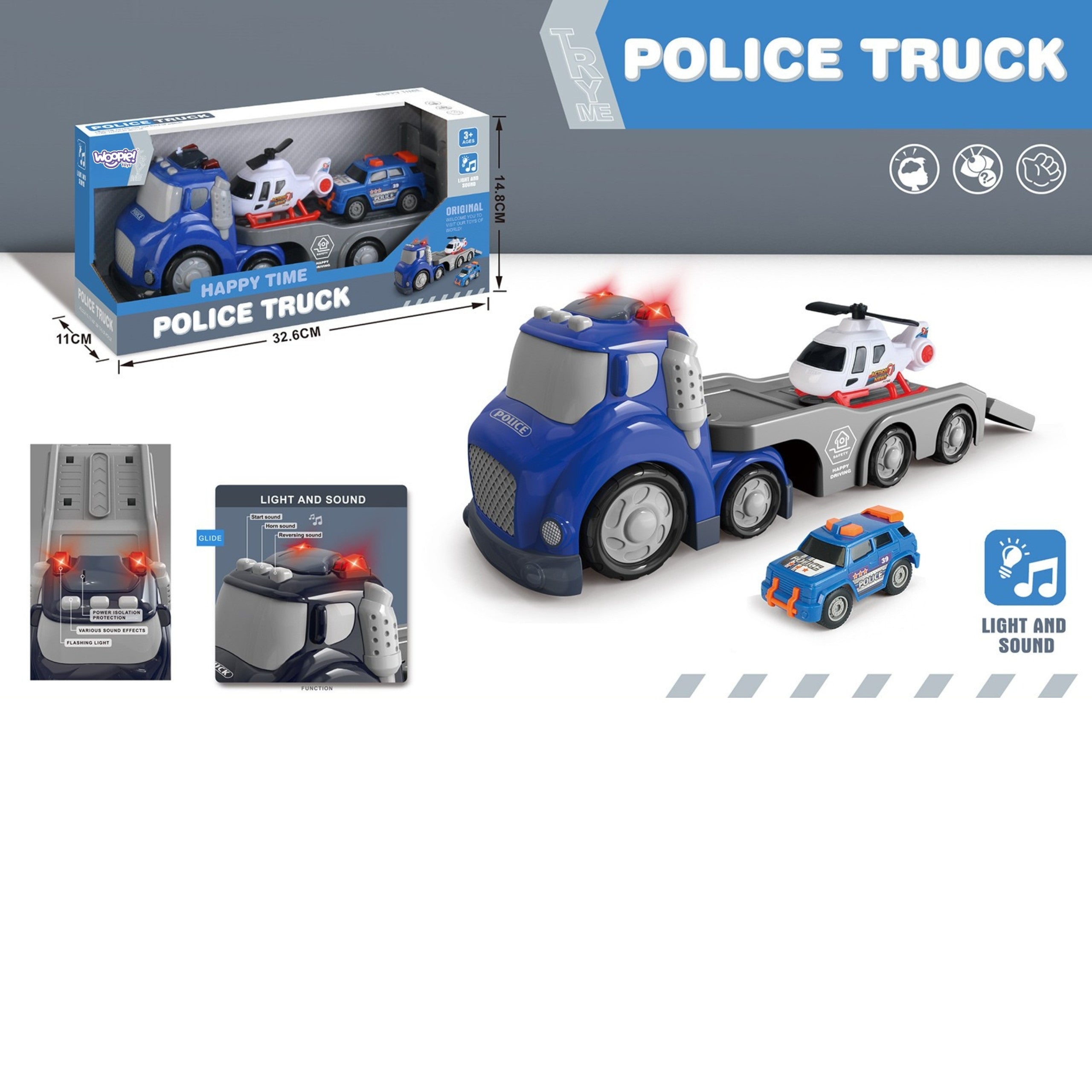 Woopie Blue Police City Truck Sound And Light Effects