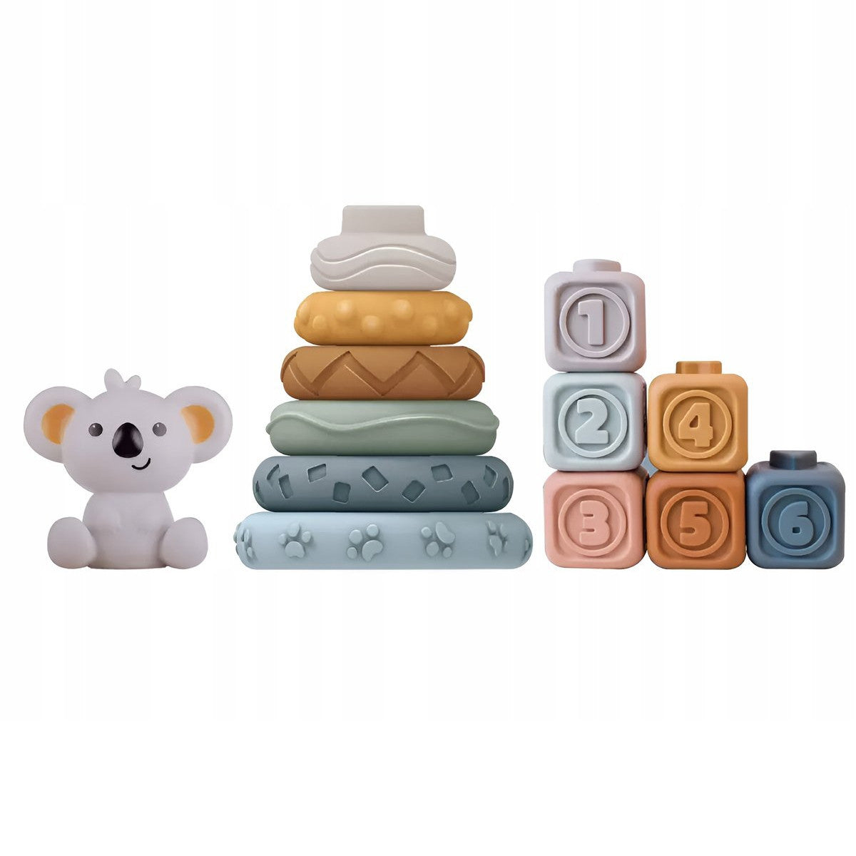 Woopie Baby Soft Rubber Sensory Blocks 3-in-1 Teddy Bear Set